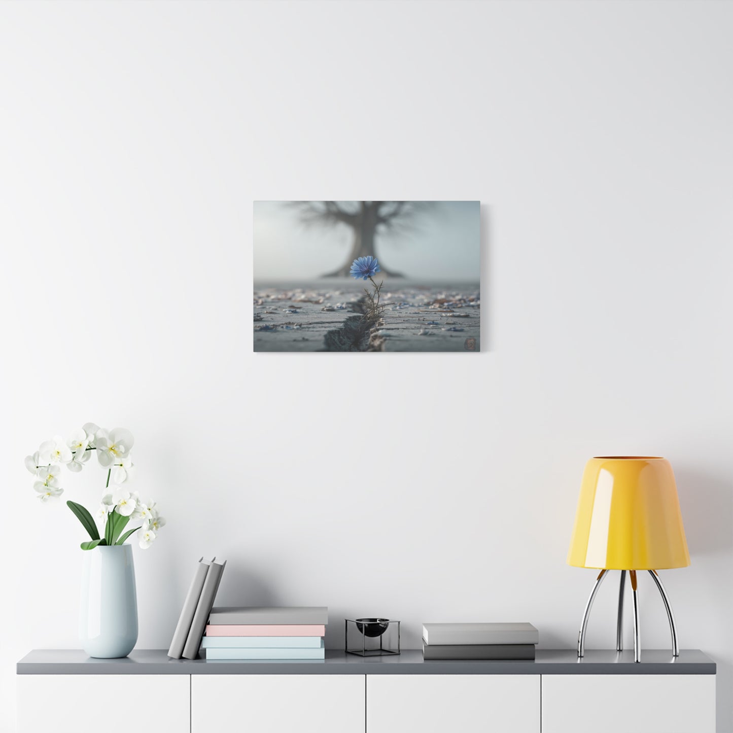 Resilience in Blue: Chicory Bloom, Desolate Landscape Photography--1aceswild.myshopify.com