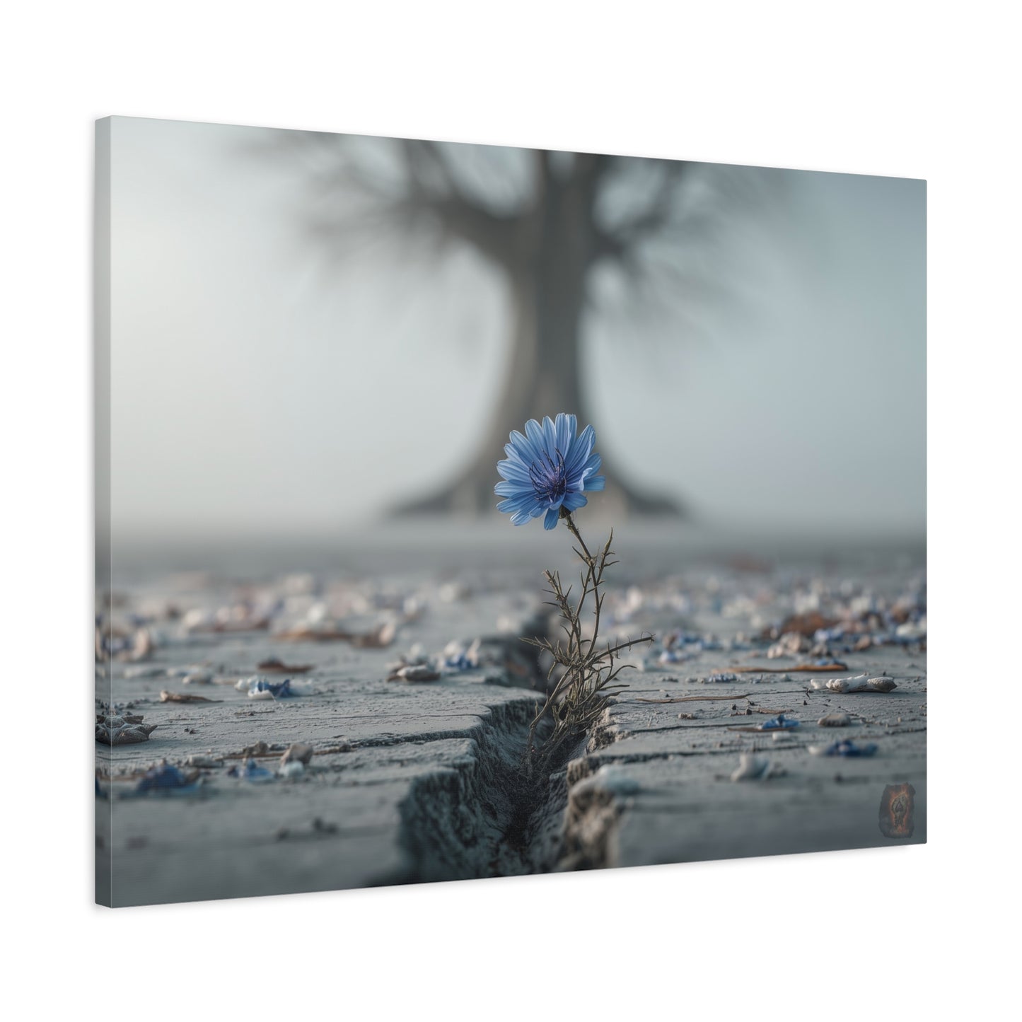 Resilience in Blue: Chicory Bloom, Desolate Landscape Photography--1aceswild.myshopify.com