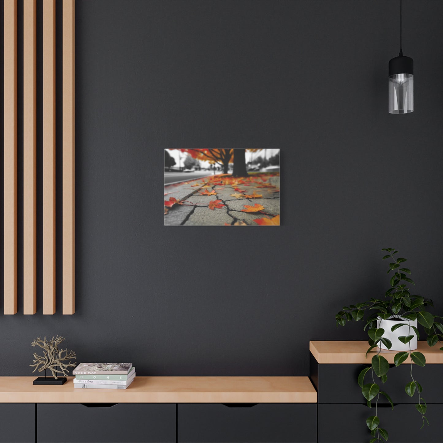 Autumn's Fragmented Canvas: Fallen Maple Leaf, Urban Decay, Seasonal Transition--1aceswild.myshopify.com