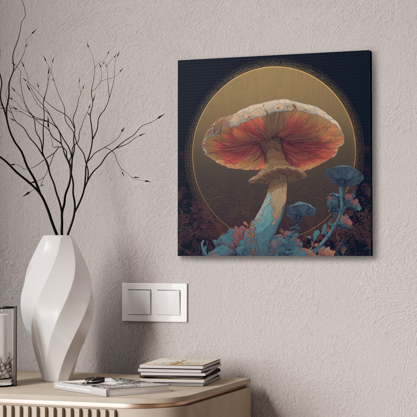 Surreal Shroom -Mushroom Canvas Art, Stretched Wall Decor, Bohemian Home Decor, Psychedelic Wall Art, Nature-Inspired Art