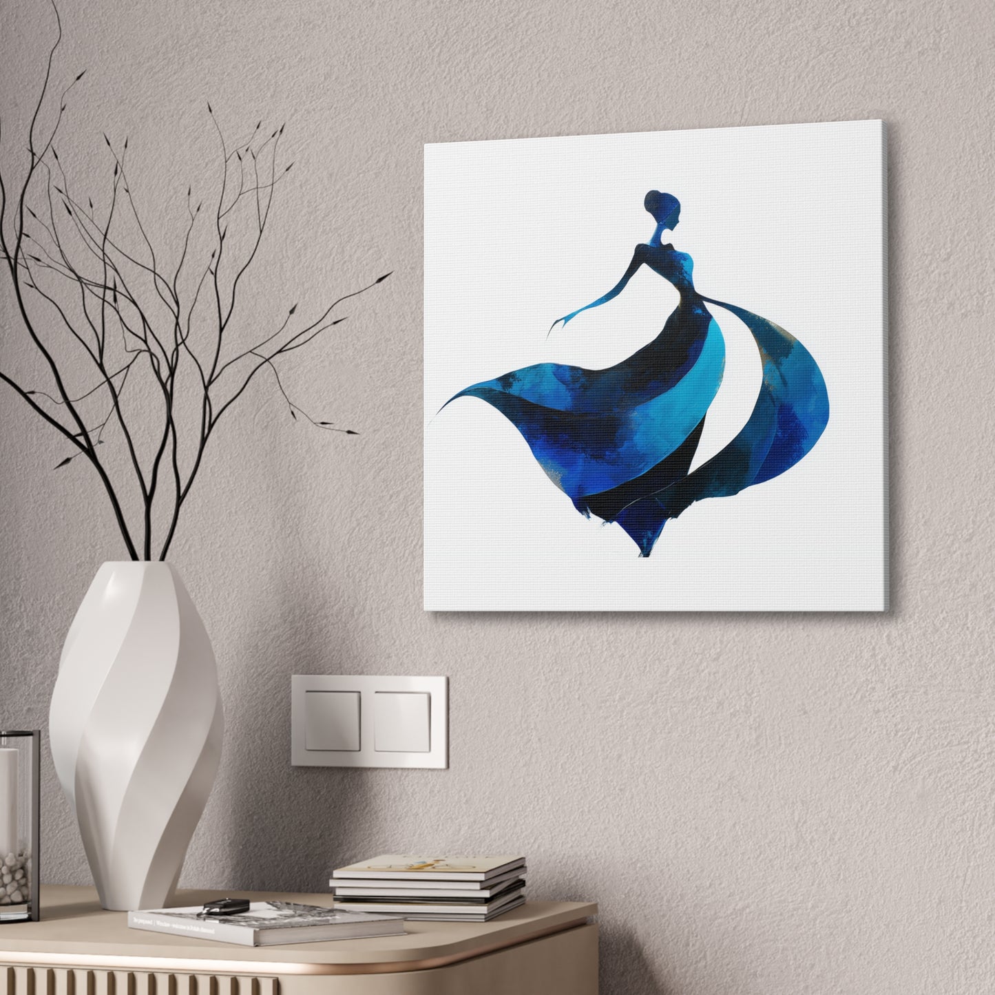 Dancing with the Water Series #3 -Elegant Silhouette Canvas Wall Art, Abstract Decor for Home, Gift for Women, Living Room Artwork, Dance Theme Decoration