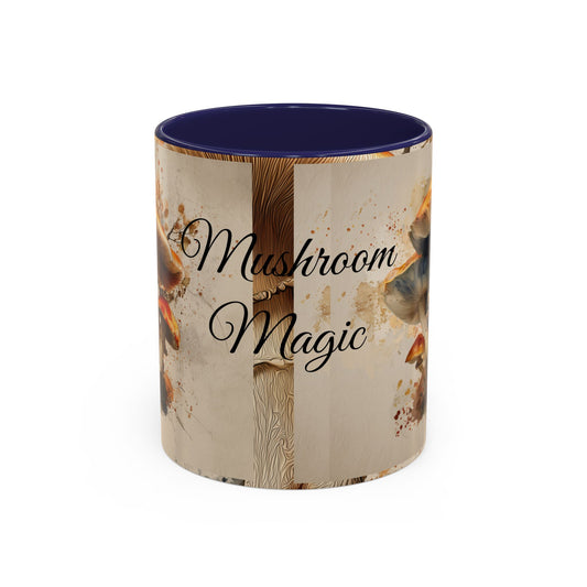 Mushroom Magic Accent Coffee Mug — 11/15oz Ceramic Cup with Woodland Fungi Design