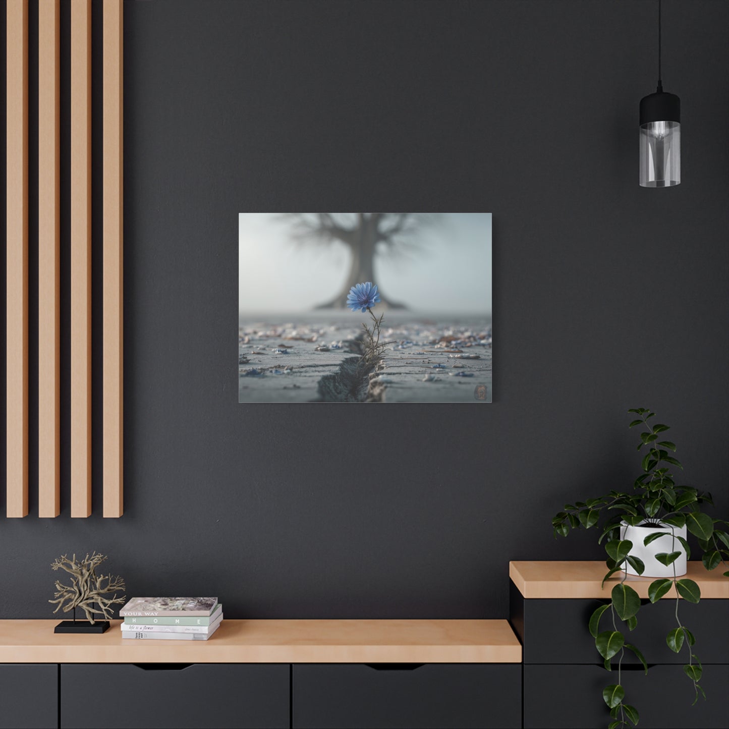 Resilience in Blue: Chicory Bloom, Desolate Landscape Photography--1aceswild.myshopify.com
