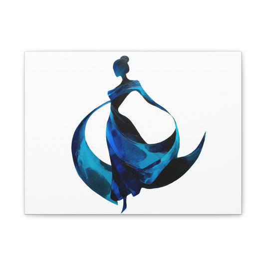 Dancing with the Water Series #1 -Elegant Art Canvas Print, Blue Dress Wall Decor, Feminine Artwork, Home Decor Gift, Birthday or Wedding Decoration