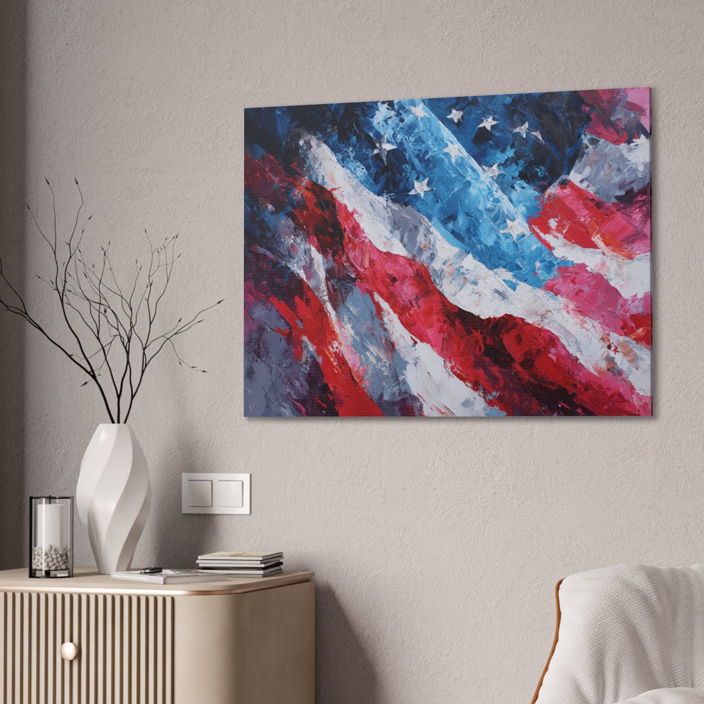 Patriotic Canvas Wall Art - American Flag Decor, USA Art, Independence Day Decoration, Gift for Veterans, Home Wall Decor