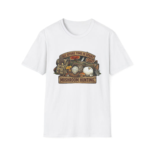 Mushroom Hunting T-Shirt — 'My Spore Time Is Spent' For Foragers & Outdoor Lovers