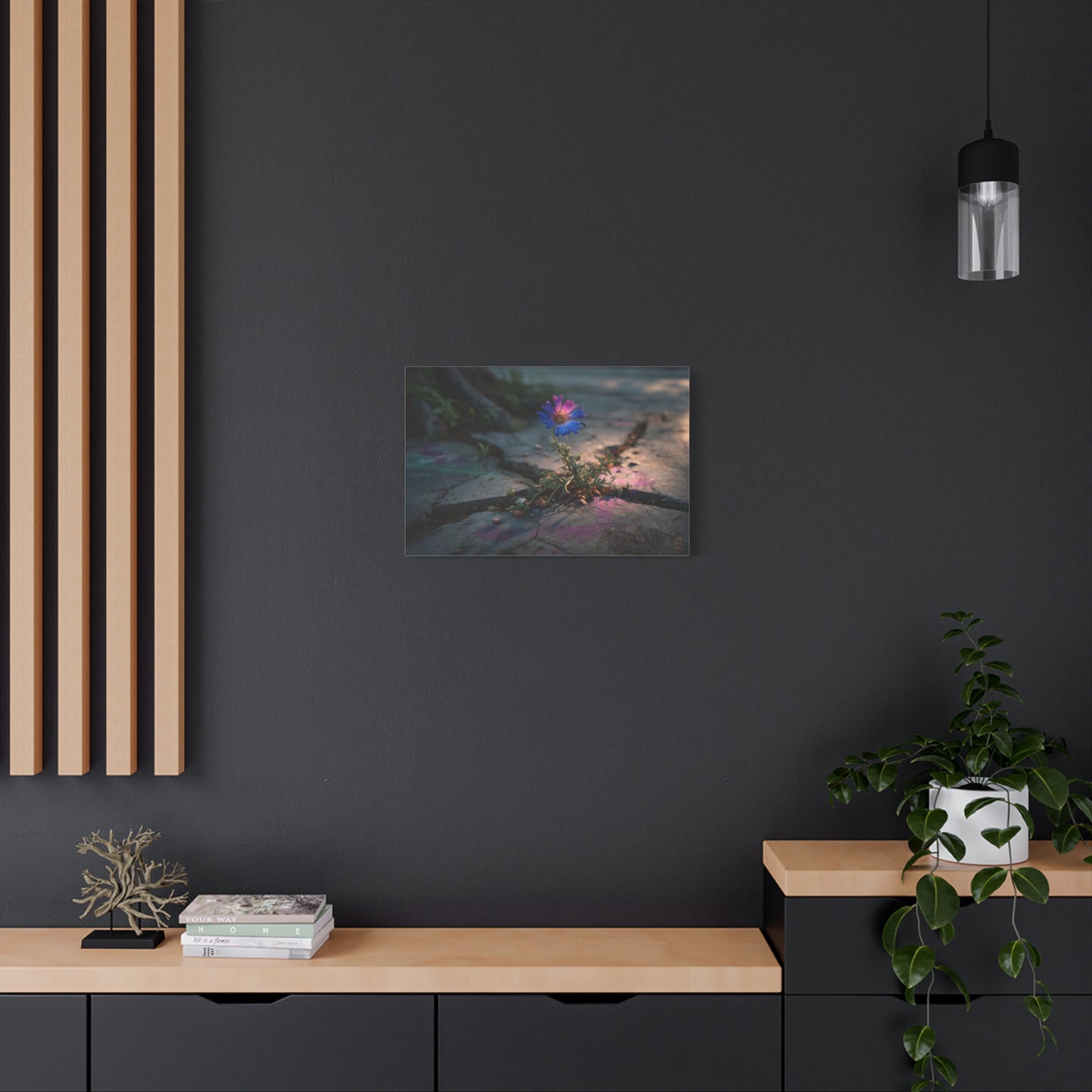Resilience of Blue: Wildflower Through Concrete, Nature's Defiant Bloom--1aceswild.myshopify.com