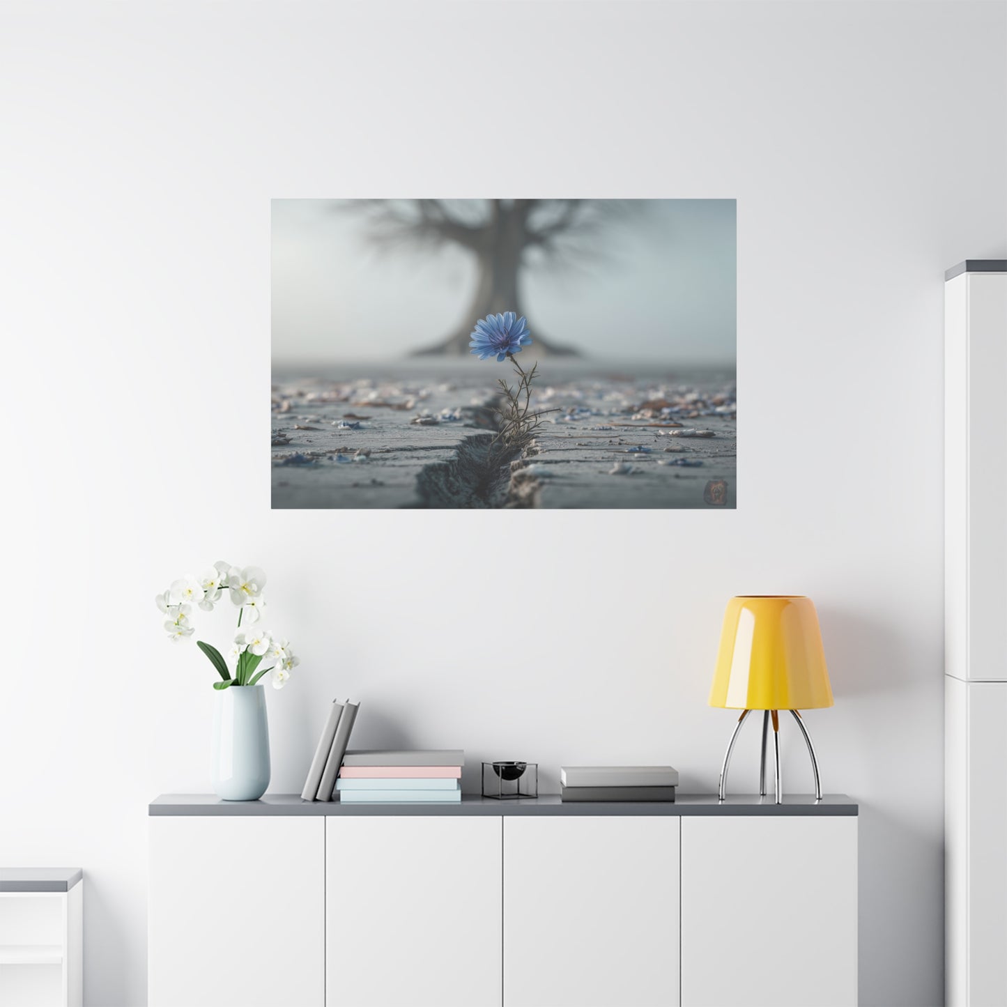 Resilience in Blue: Chicory Bloom, Desolate Landscape Photography--1aceswild.myshopify.com