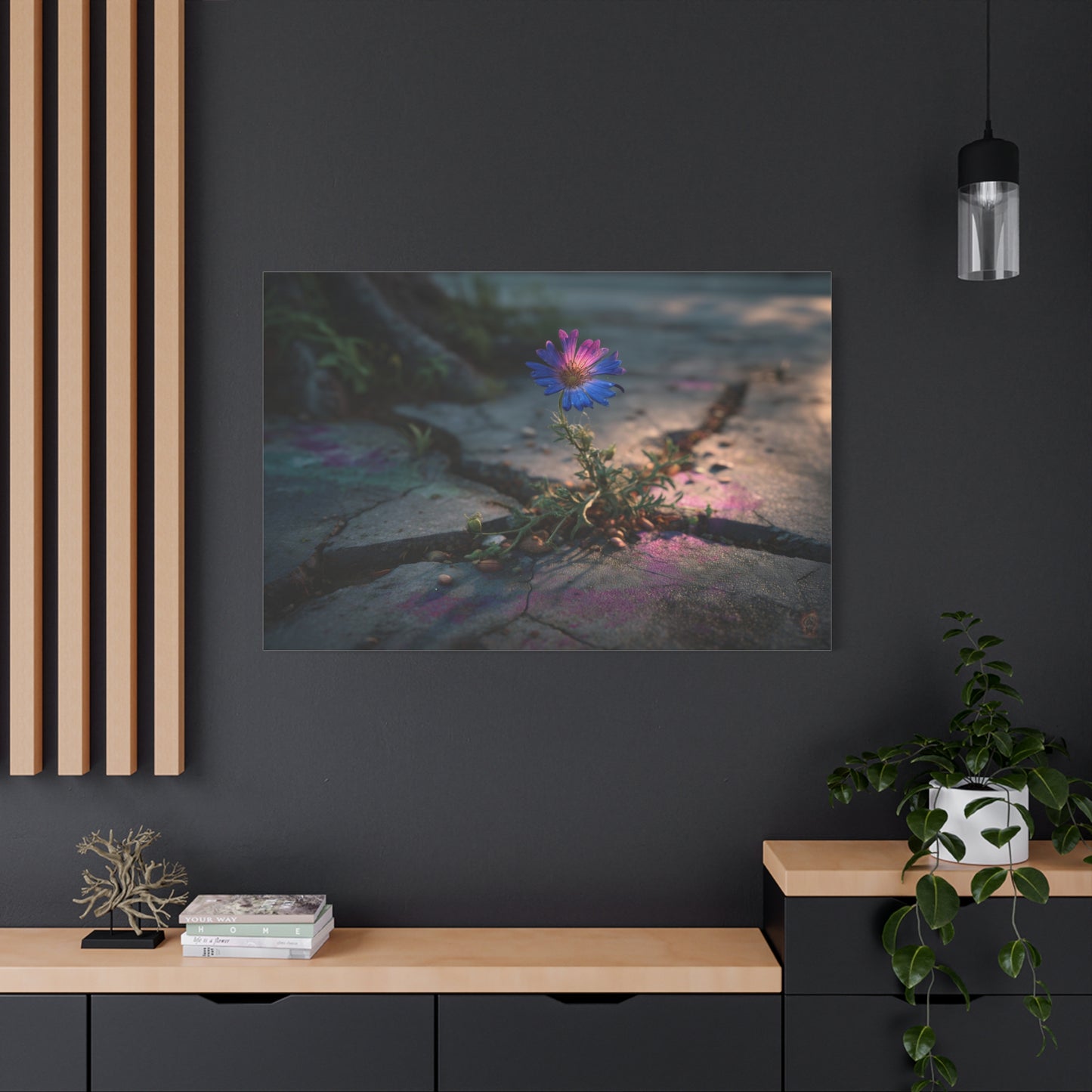 Resilience of Blue: Wildflower Through Concrete, Nature's Defiant Bloom--1aceswild.myshopify.com