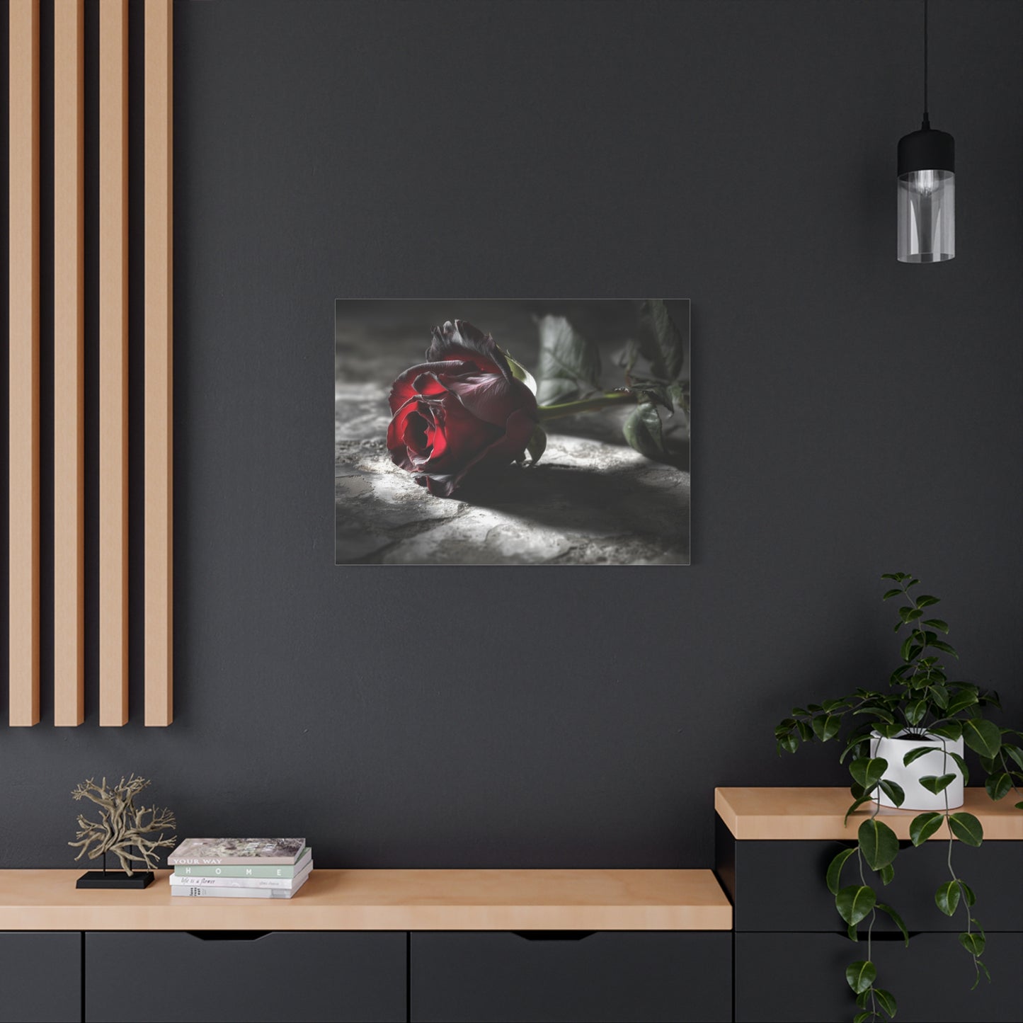 Crimson Solitude: Velveteen Rose in Monochrome, Dramatic Floral Photography--1aceswild.myshopify.com