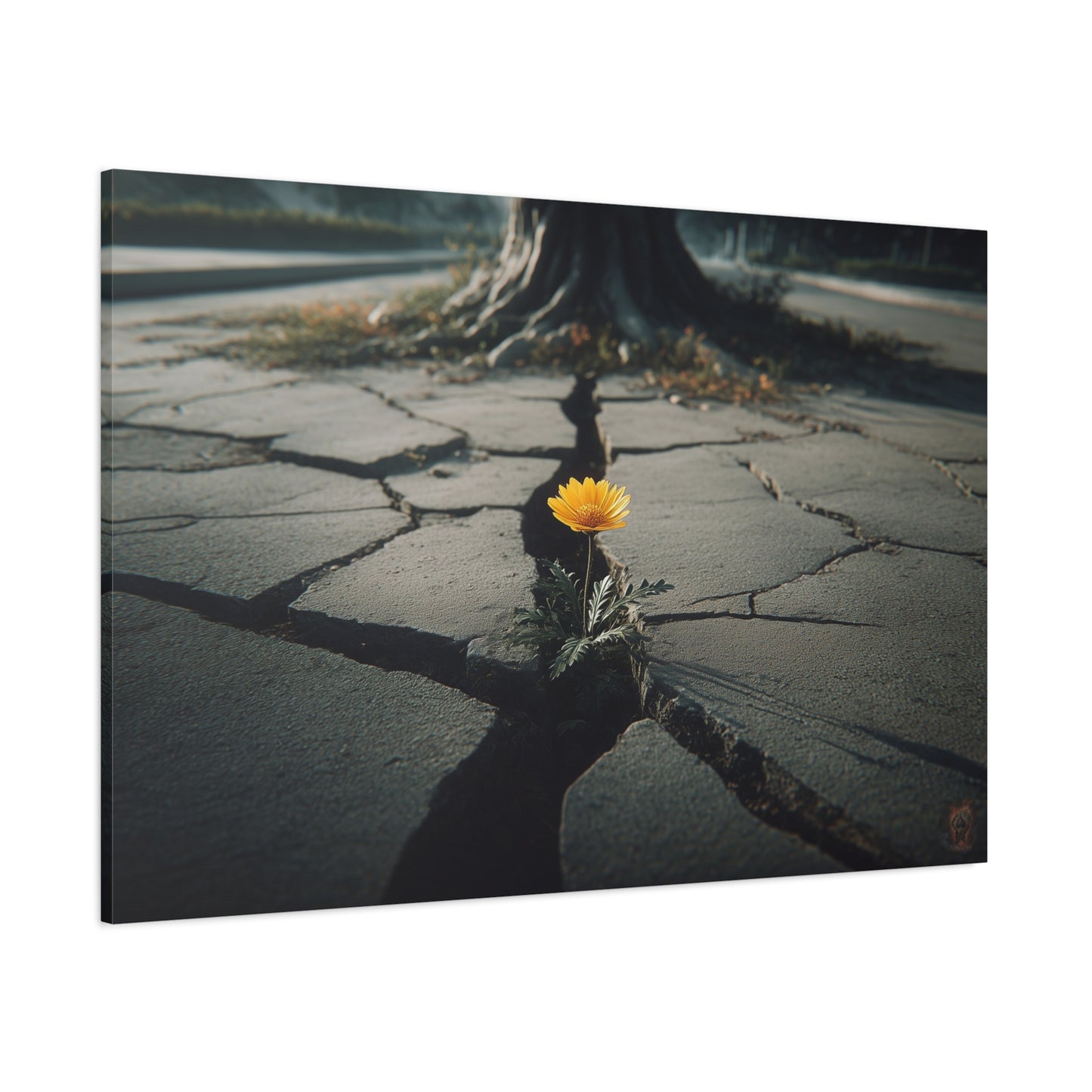 Resilience: Yellow Flower Against Concrete, Urban Nature Photography--1aceswild.myshopify.com