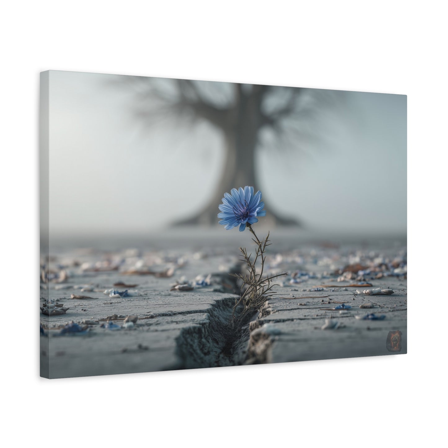 Resilience in Blue: Chicory Bloom, Desolate Landscape Photography--1aceswild.myshopify.com
