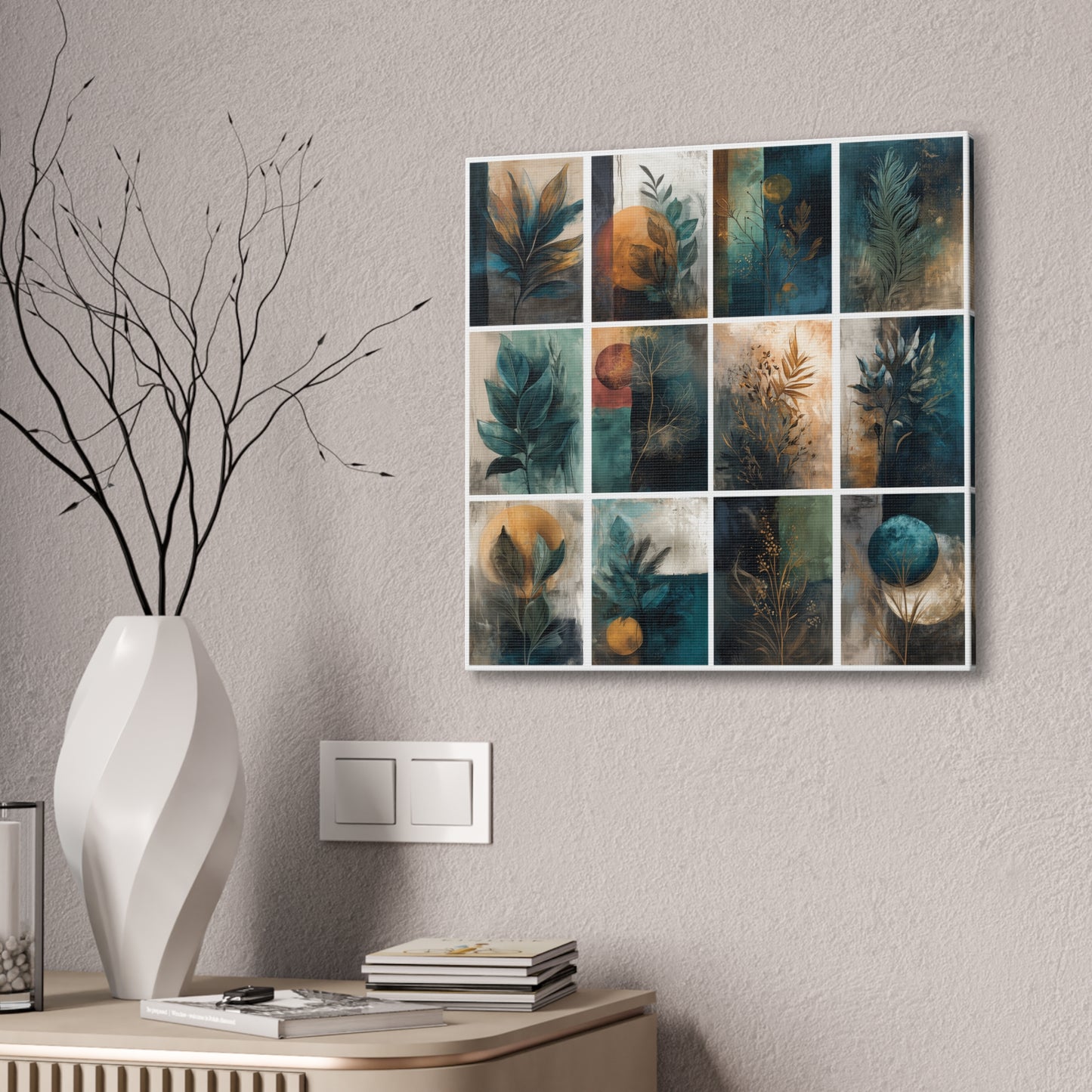 Blue Green Series #5 -Botanical Wall Art, Nature-Inspired Home Décor, Eco-Friendly Canvas Print, Greenery Art Piece, Living Room Wall Hanging