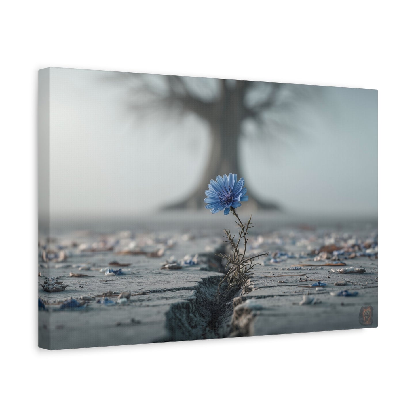 Resilience in Blue: Chicory Bloom, Desolate Landscape Photography--1aceswild.myshopify.com