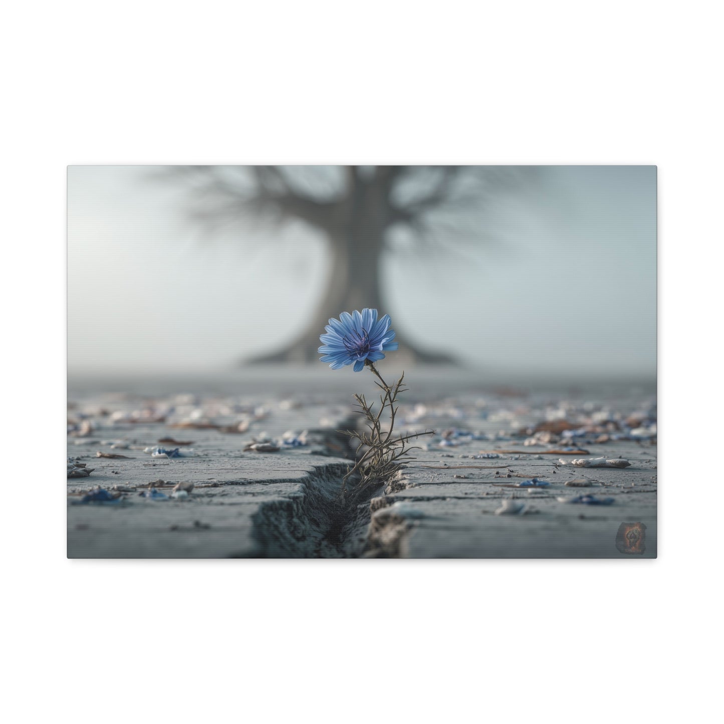 Resilience in Blue: Chicory Bloom, Desolate Landscape Photography--1aceswild.myshopify.com