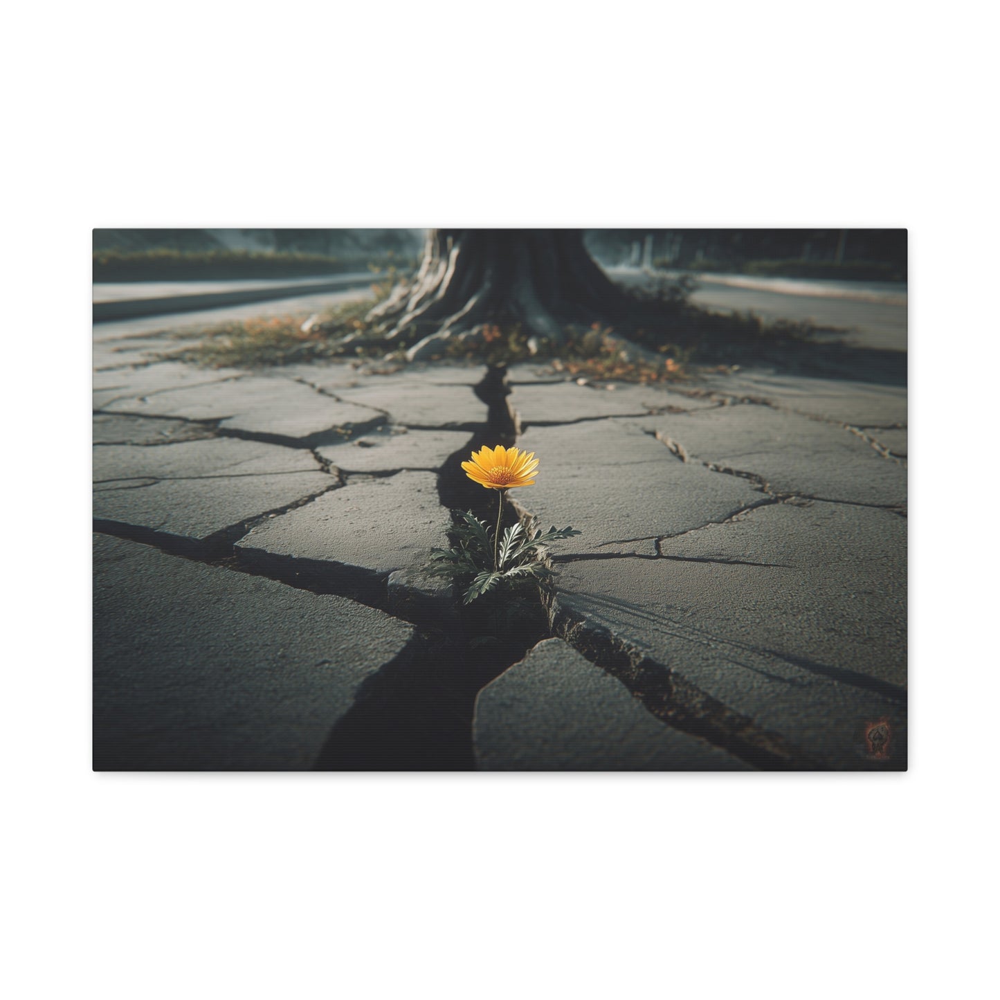 Resilience: Yellow Flower Against Concrete, Urban Nature Photography--1aceswild.myshopify.com