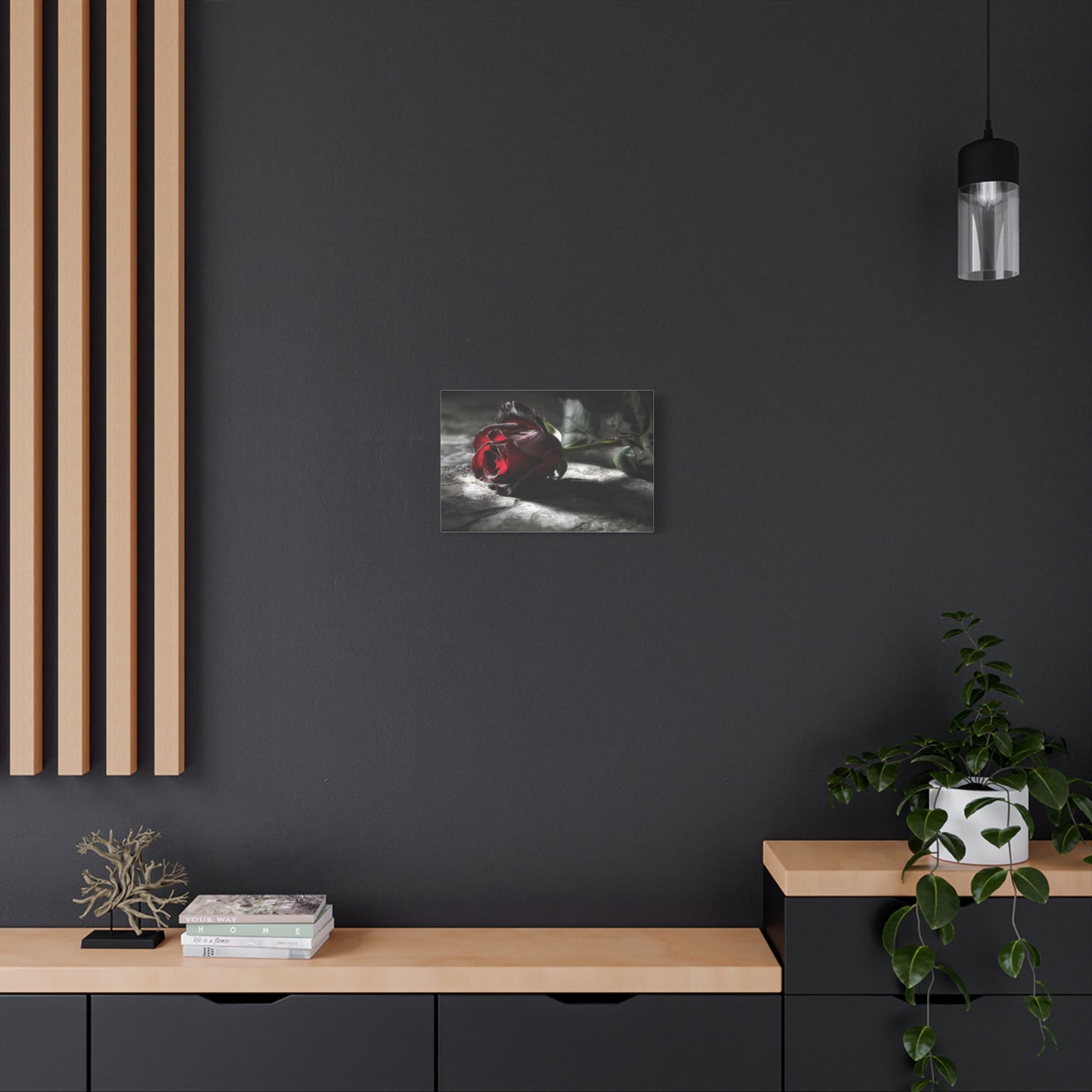 Crimson Solitude: Velveteen Rose in Monochrome, Dramatic Floral Photography--1aceswild.myshopify.com