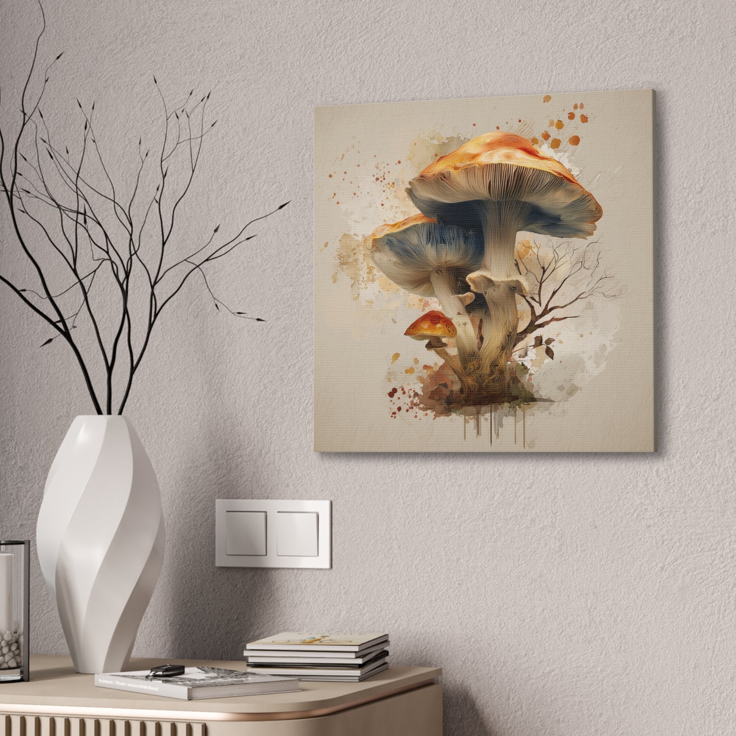 Fruiting Body-Mushroom Canvas Art, Stretched Wall Decor, Bohemian Home Decor, Psychedelic Wall Art, Nature-Inspired Art