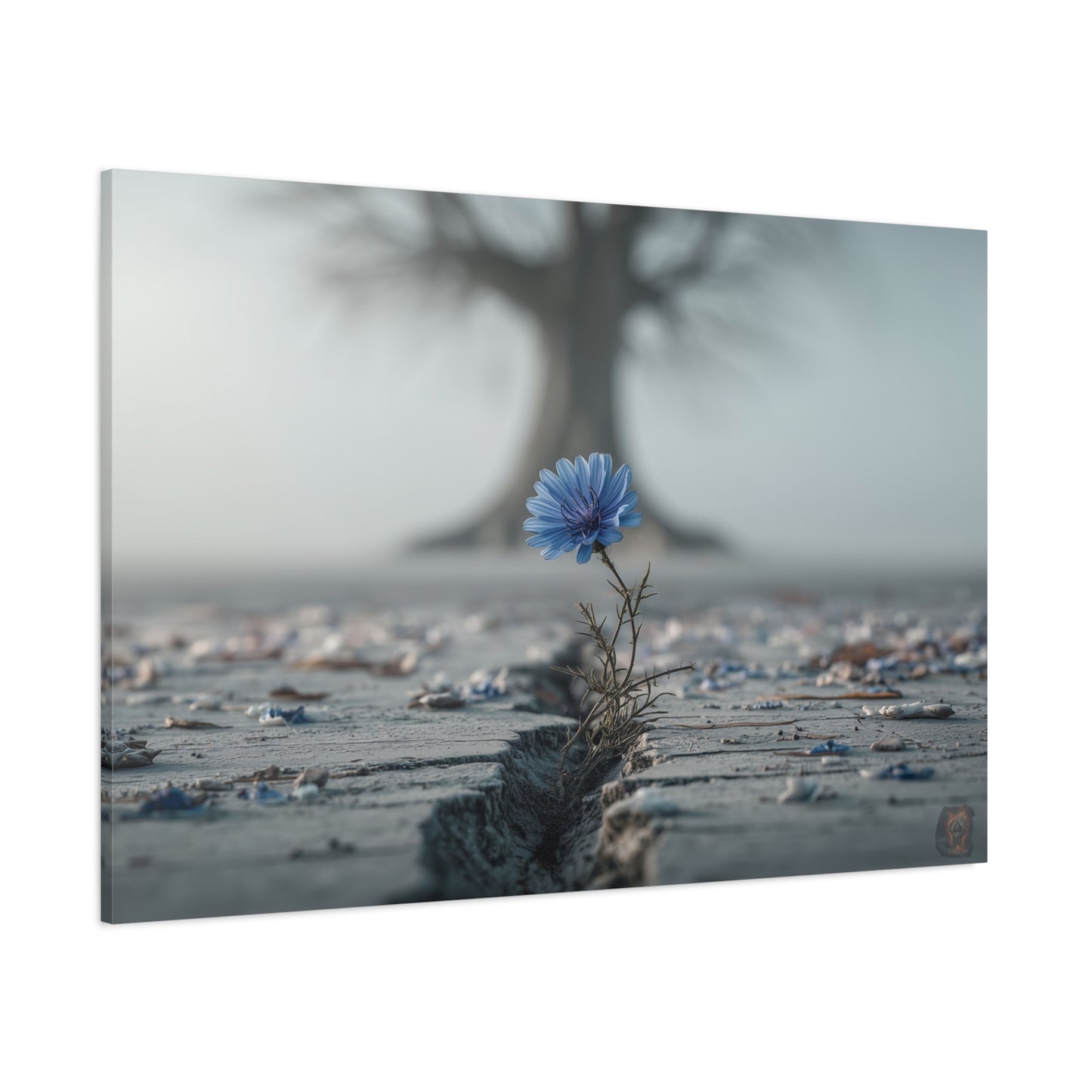 Resilience in Blue: Chicory Bloom, Desolate Landscape Photography--1aceswild.myshopify.com