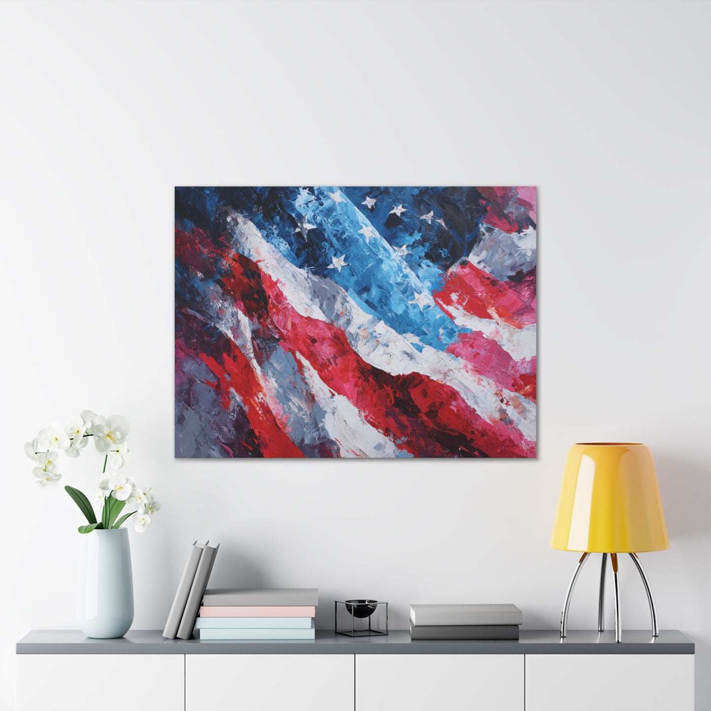 Patriotic Canvas Wall Art - American Flag Decor, USA Art, Independence Day Decoration, Gift for Veterans, Home Wall Decor