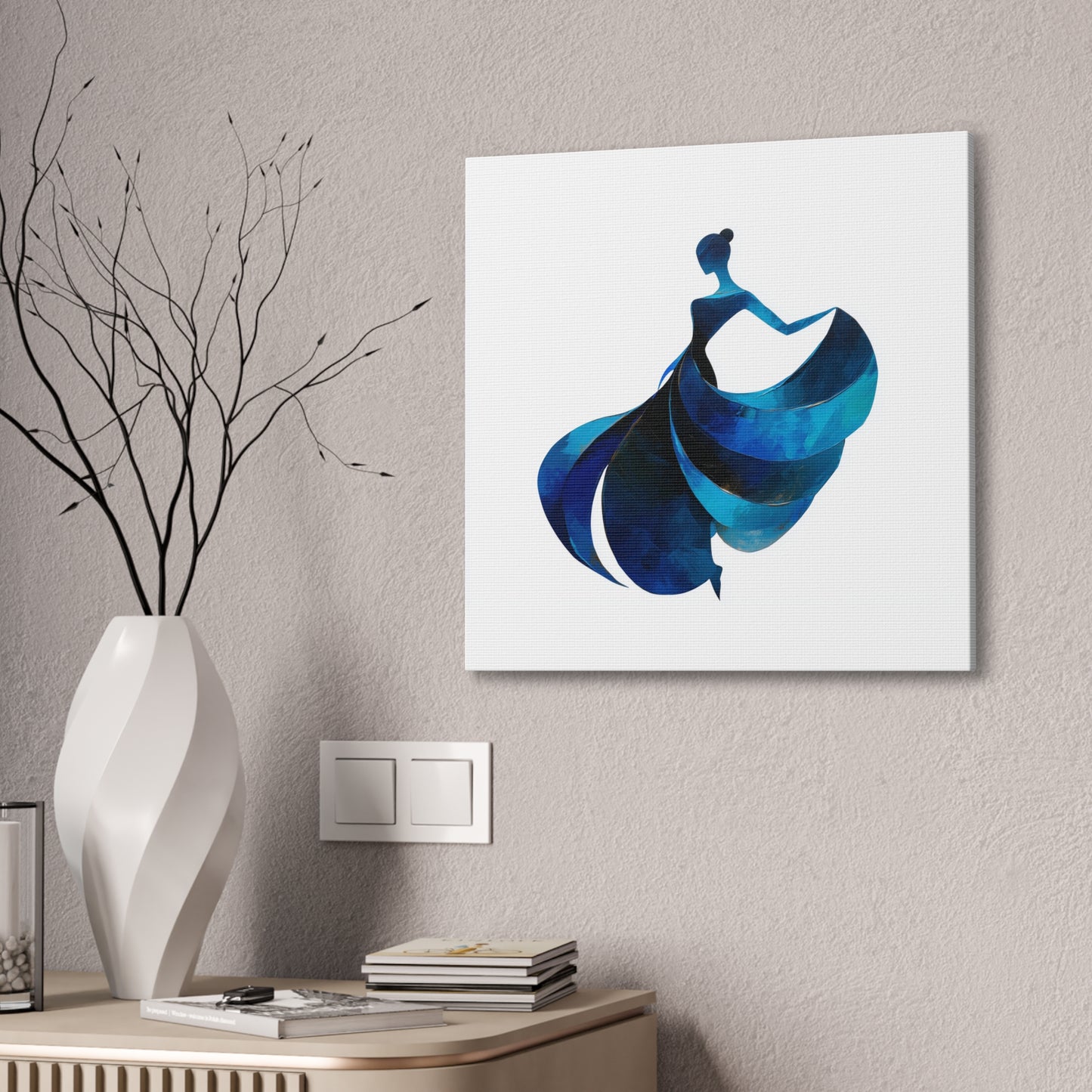 Dancing with the Water Series #4 -Elegant Silhouette Canvas Wall Art, Abstract Decor for Home, Gift for Women, Living Room Artwork, Dance Theme Decoration
