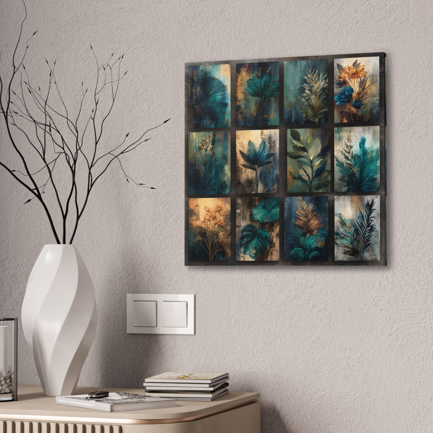 Natures Blue Green Series #4 -Botanical Wall Art, Nature-Inspired Home Décor, Eco-Friendly Canvas Print, Greenery Art Piece, Living Room Wall Hanging