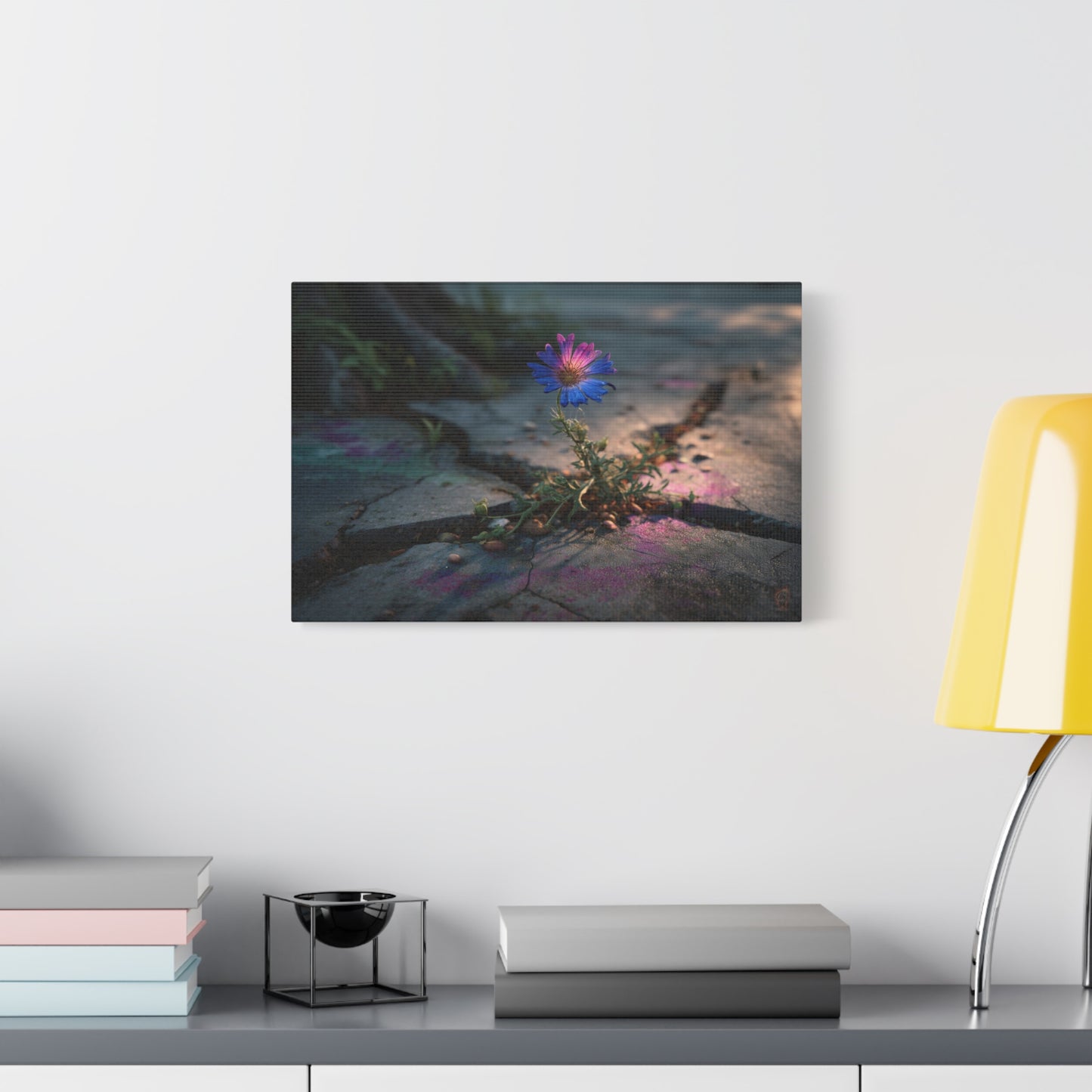 Resilience of Blue: Wildflower Through Concrete, Nature's Defiant Bloom--1aceswild.myshopify.com