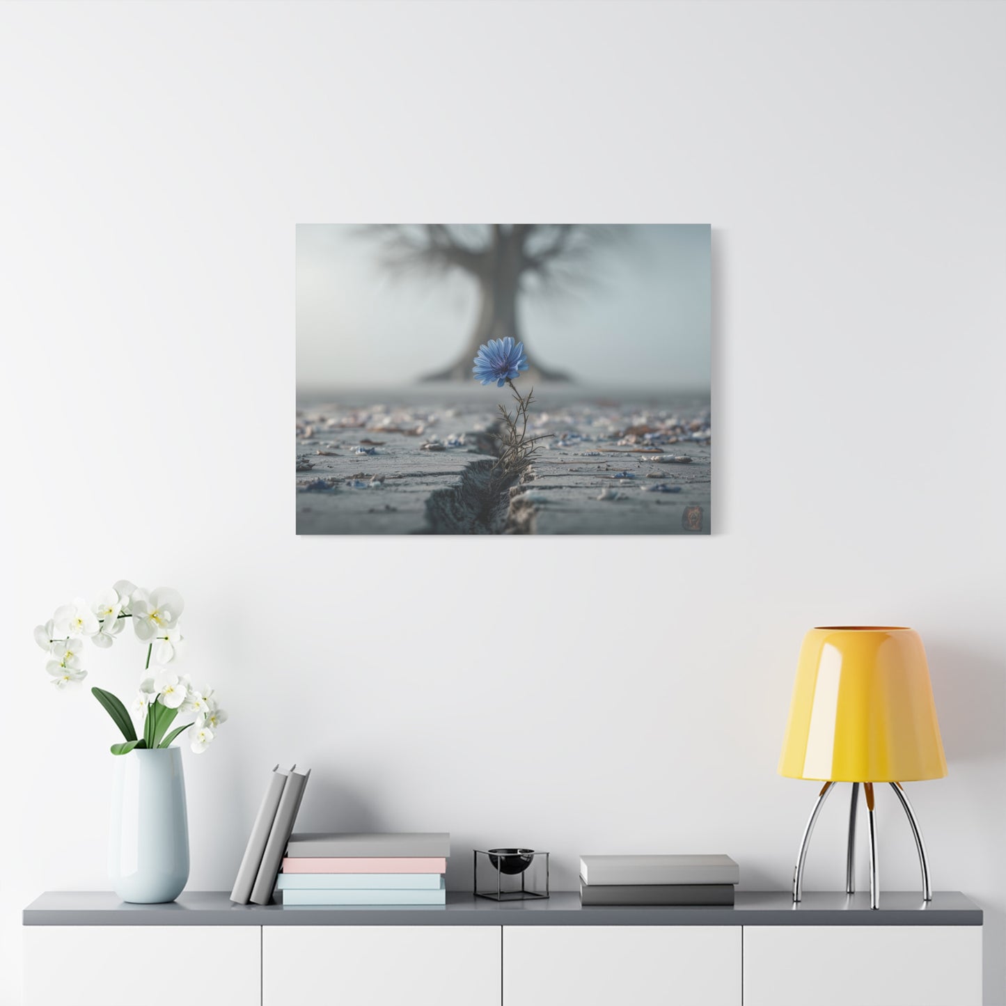 Resilience in Blue: Chicory Bloom, Desolate Landscape Photography--1aceswild.myshopify.com