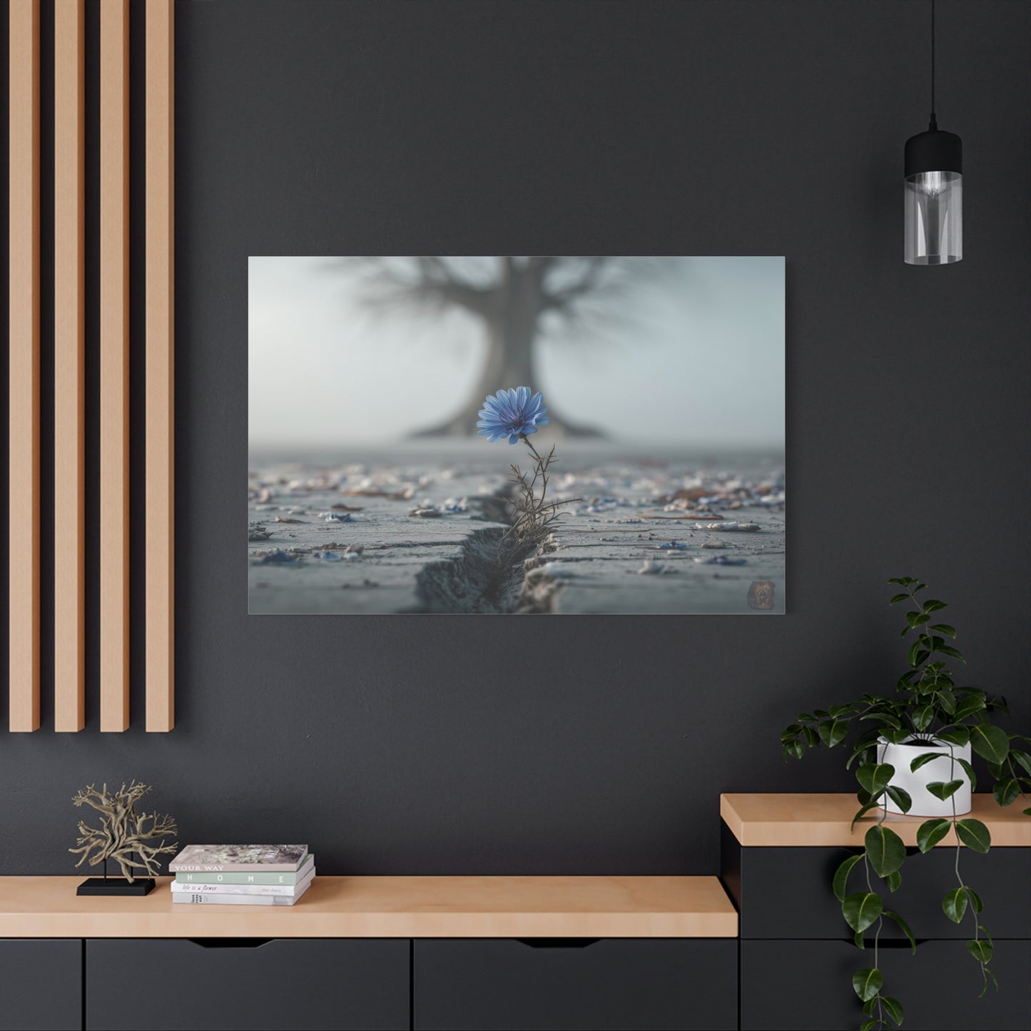 Resilience in Blue: Chicory Bloom, Desolate Landscape Photography--1aceswild.myshopify.com