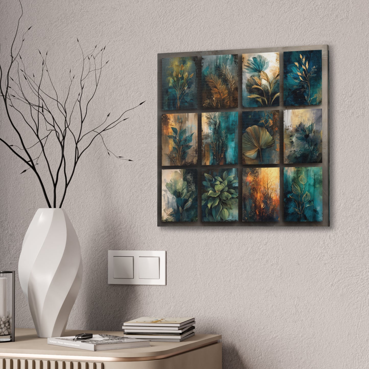 Natures Blue Green Series #1 -Botanical Wall Art, Nature-Inspired Home Décor, Eco-Friendly Canvas Print, Greenery Art Piece, Living Room Wall Hanging