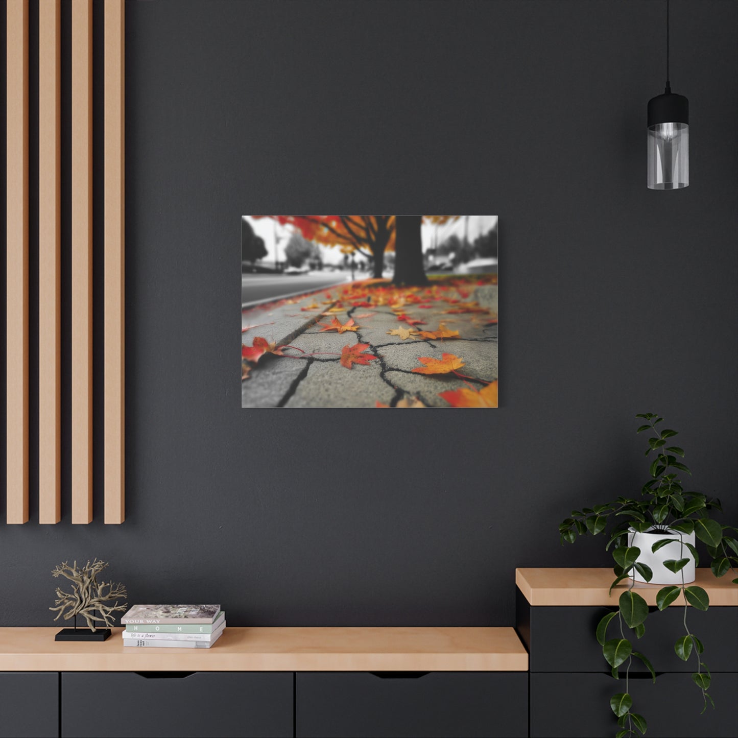Autumn's Fragmented Canvas: Fallen Maple Leaf, Urban Decay, Seasonal Transition--1aceswild.myshopify.com