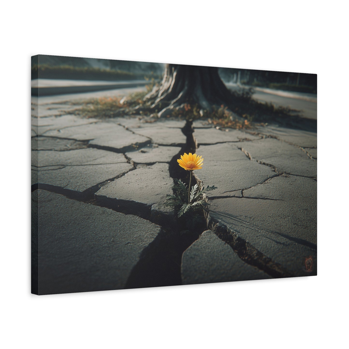 Resilience: Yellow Flower Against Concrete, Urban Nature Photography--1aceswild.myshopify.com
