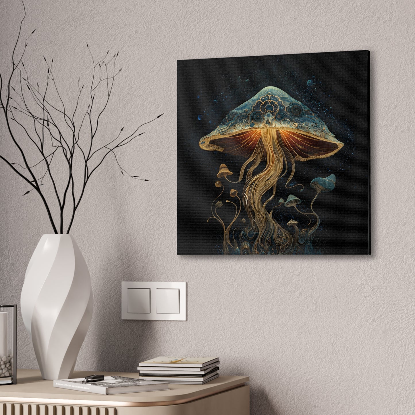 ThirdEye -Mushroom Canvas Art, Stretched Wall Decor, Bohemian Home Decor, Psychedelic Wall Art, Nature-Inspired Art