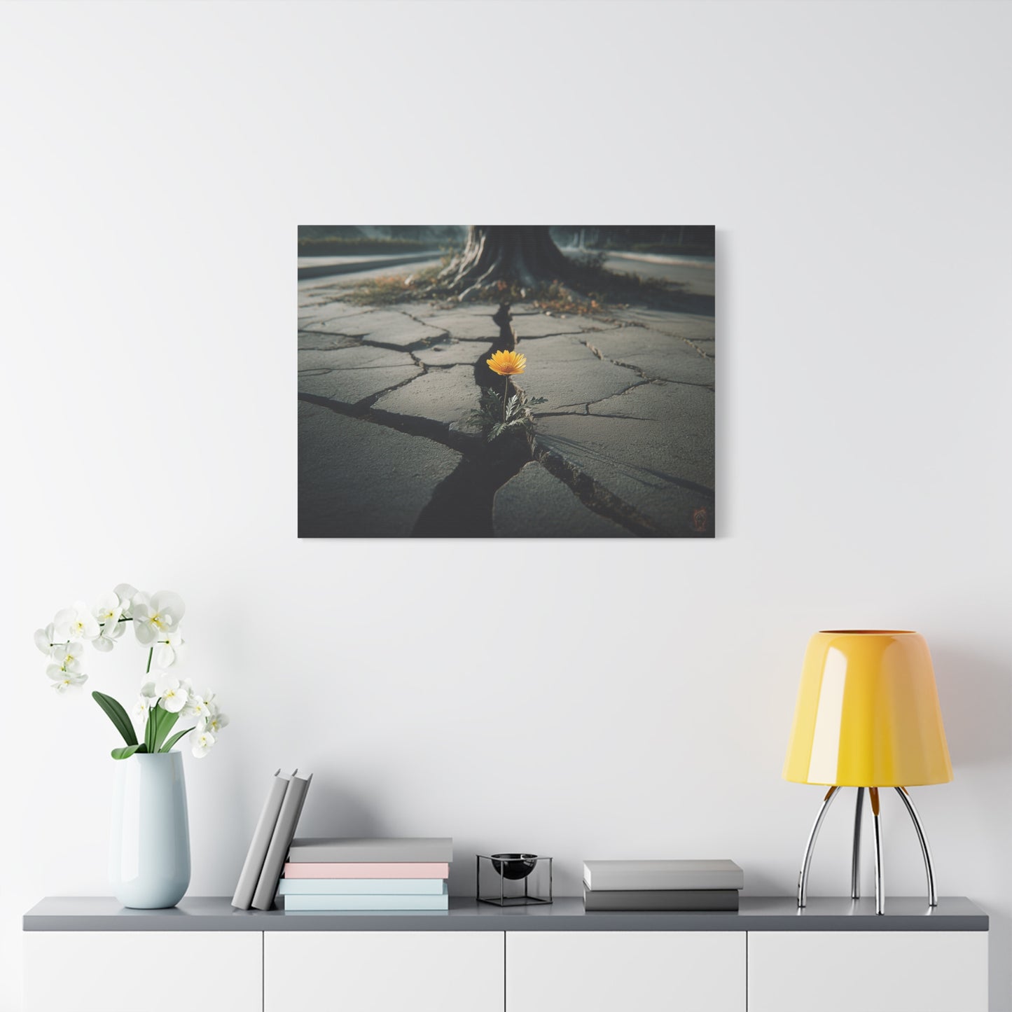 Resilience: Yellow Flower Against Concrete, Urban Nature Photography--1aceswild.myshopify.com