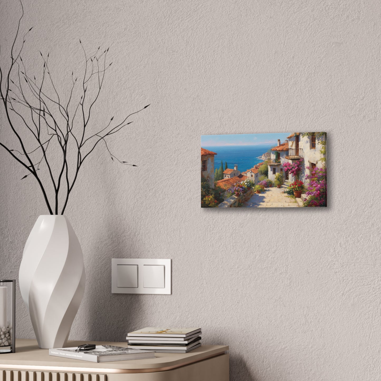 Stretched Canvas Art Print, Coastal Village Decor, Nautical Wall Art, Beach House Decor, Gift for Ocean Lovers