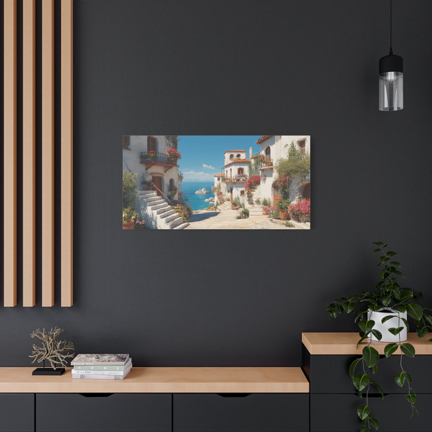 Coastal Village Matte Canvas Art, Mediterranean Decor, Beach House Wall Art, Home Gallery, Vacation Vibes, Gift for Travel Lovers