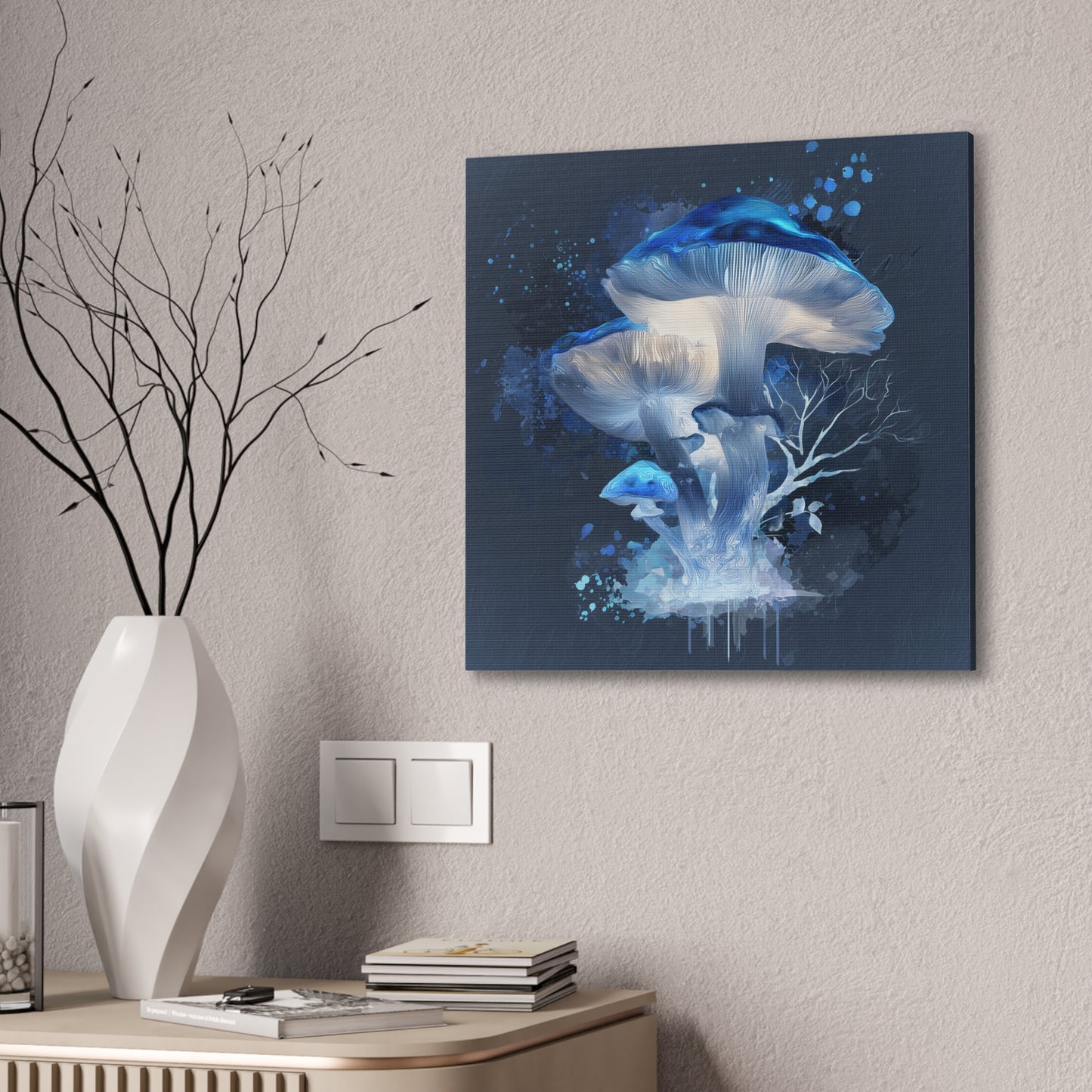 Fruiting Body Light -Mushroom Canvas Art, Stretched Wall Decor, Bohemian Home Decor, Psychedelic Wall Art, Nature-Inspired Art