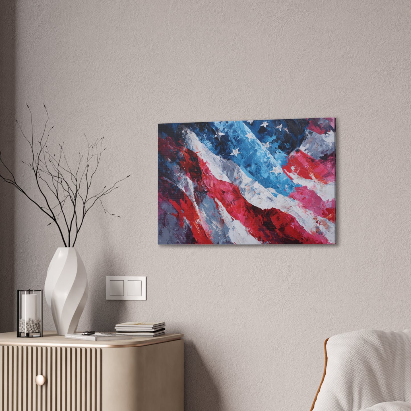 Patriotic Canvas Wall Art - American Flag Decor, USA Art, Independence Day Decoration, Gift for Veterans, Home Wall Decor