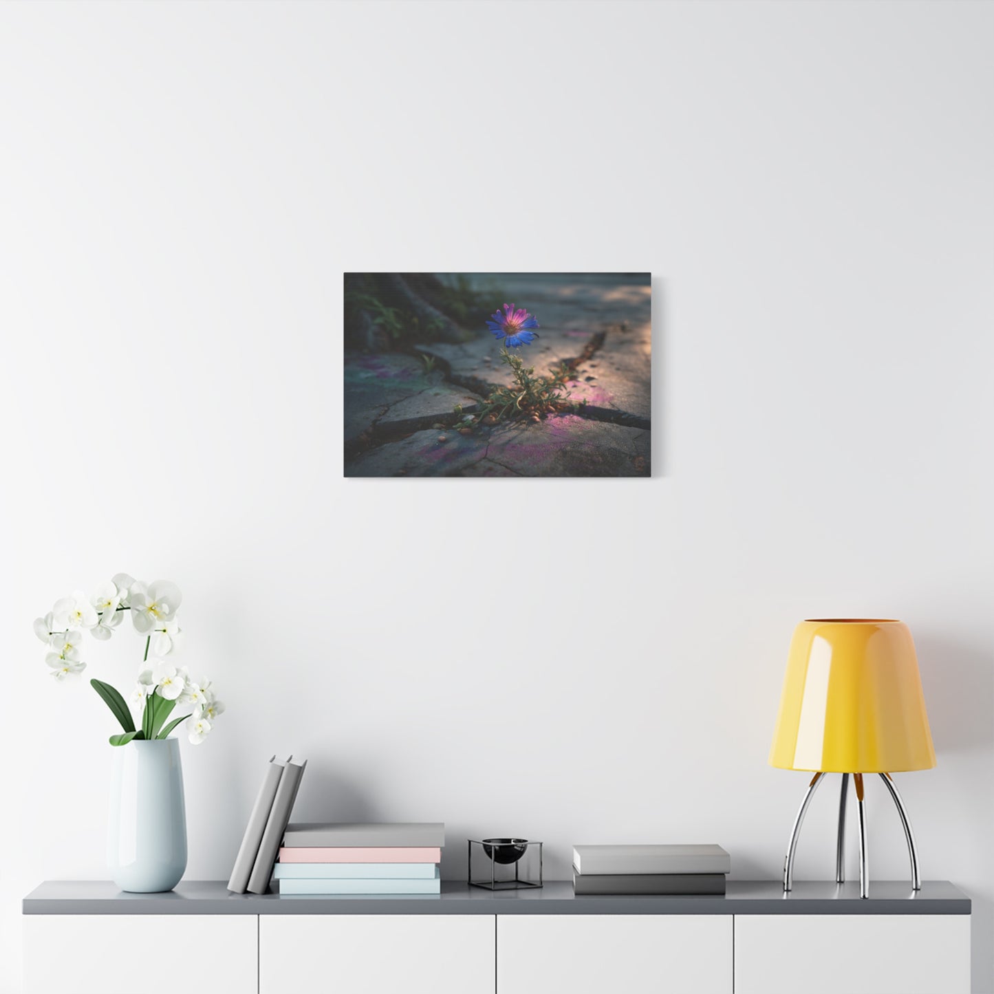 Resilience of Blue: Wildflower Through Concrete, Nature's Defiant Bloom--1aceswild.myshopify.com