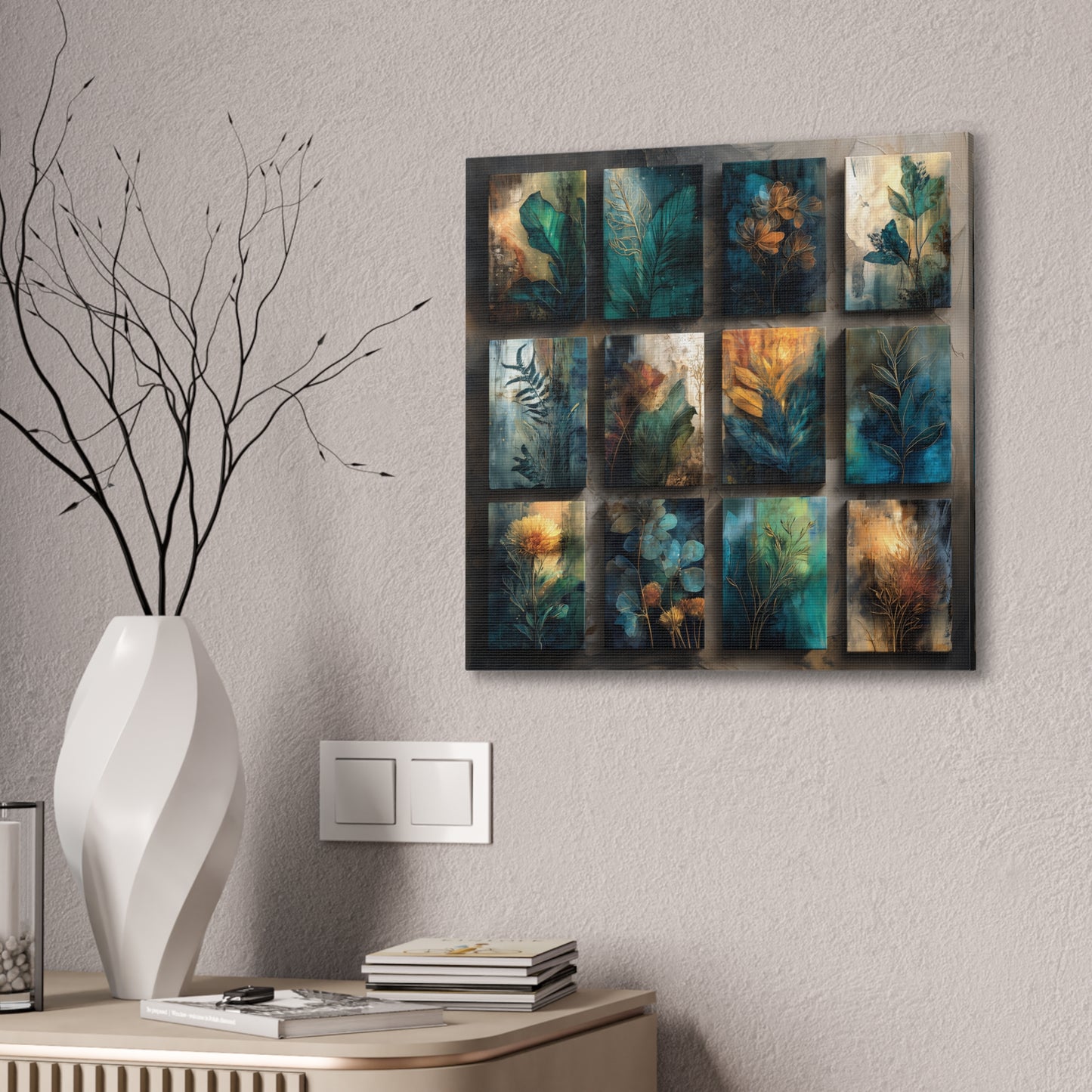Natures Blue Green Series #3 -Botanical Wall Art, Nature-Inspired Home Décor, Eco-Friendly Canvas Print, Greenery Art Piece, Living Room Wall Hanging