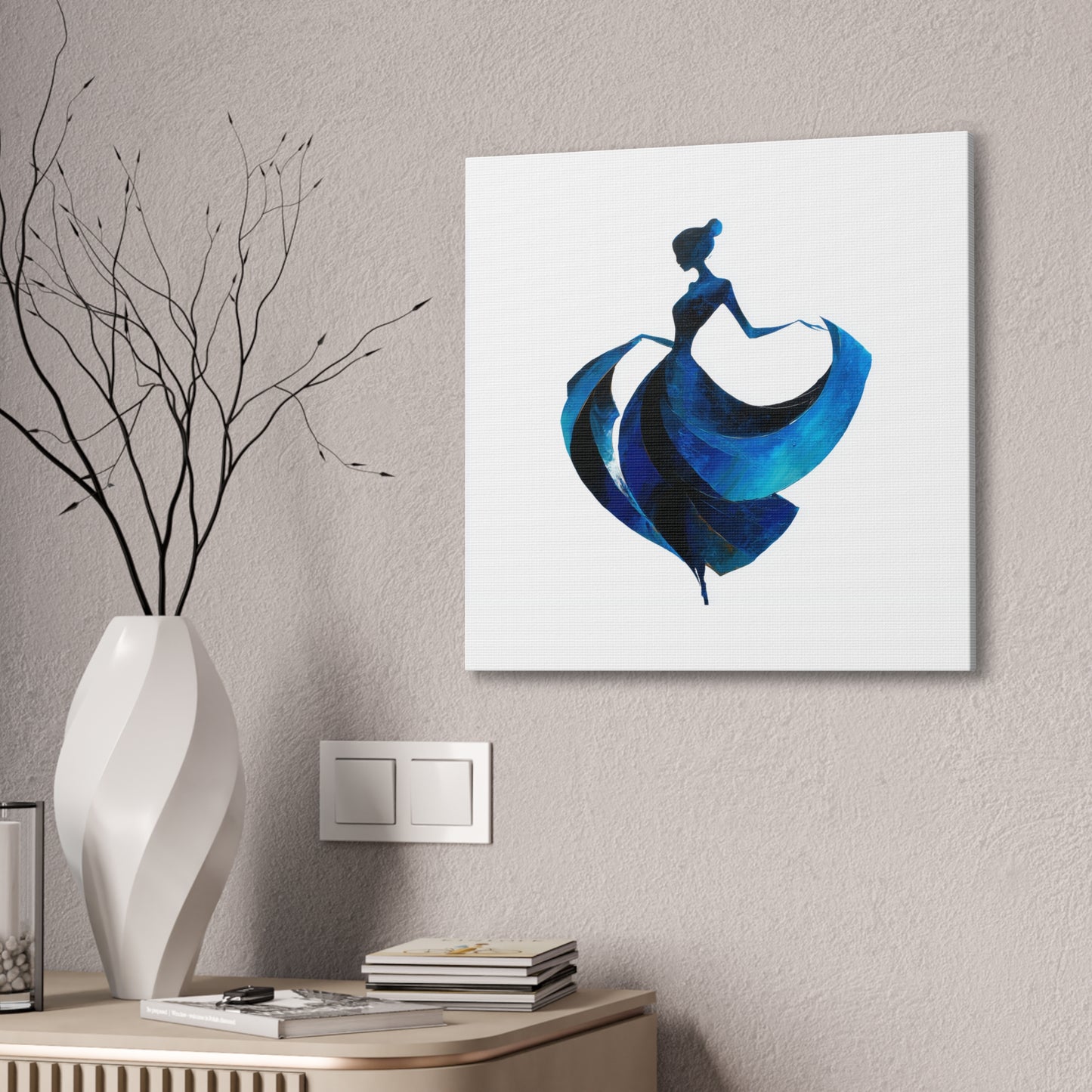 Dancing with the Water Series #2 -Elegant Silhouette Canvas Wall Art, Abstract Decor for Home, Gift for Women, Living Room Artwork, Dance Theme Decoration