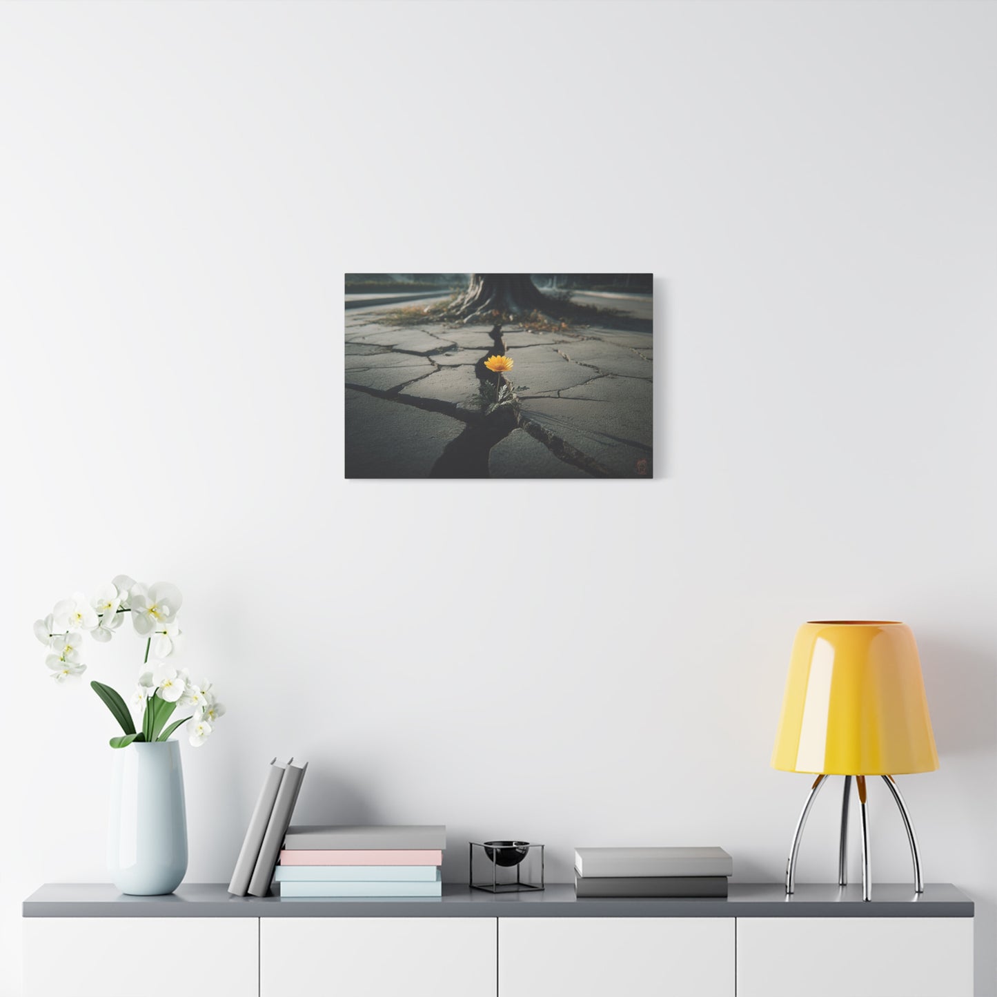 Resilience: Yellow Flower Against Concrete, Urban Nature Photography--1aceswild.myshopify.com