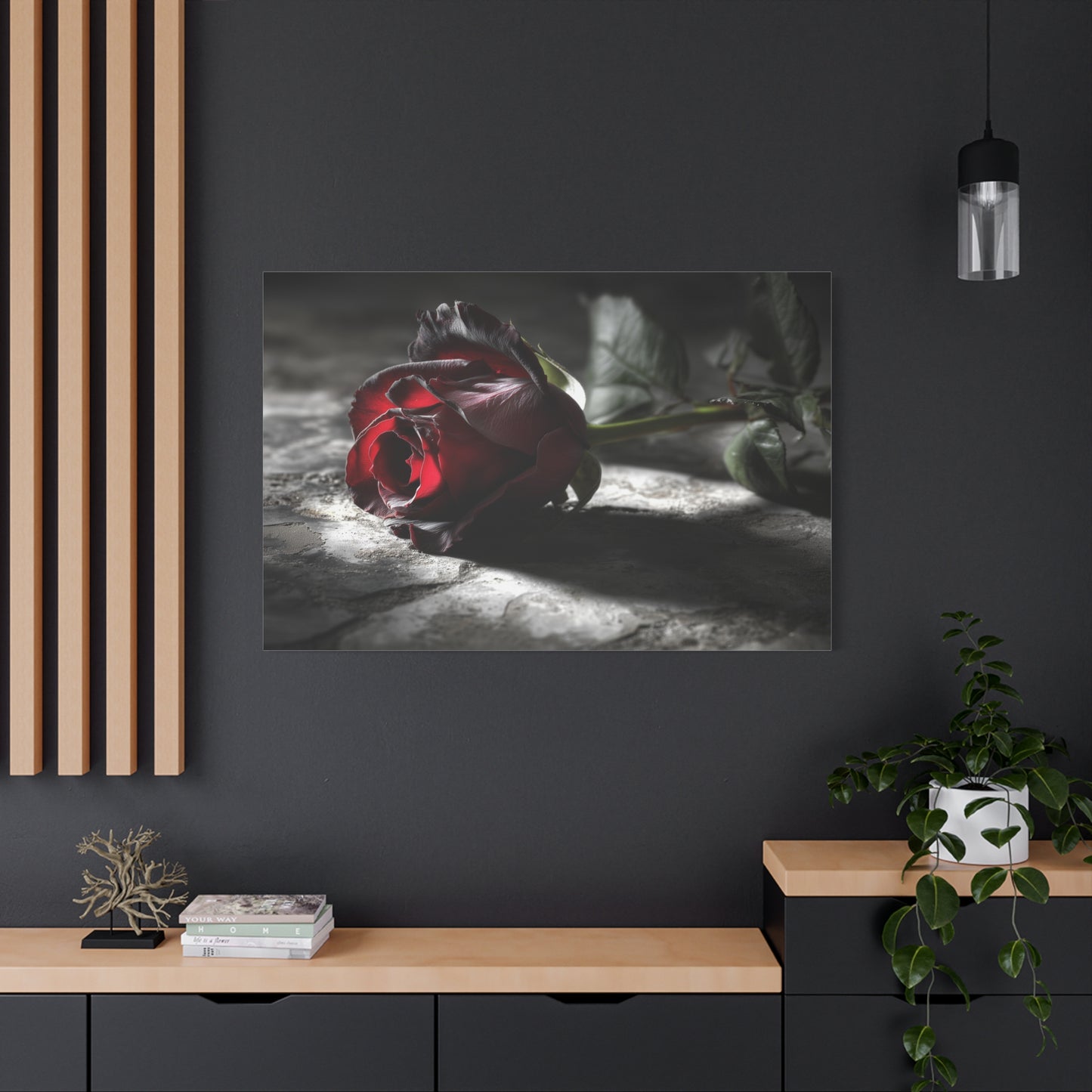 Crimson Solitude: Velveteen Rose in Monochrome, Dramatic Floral Photography--1aceswild.myshopify.com