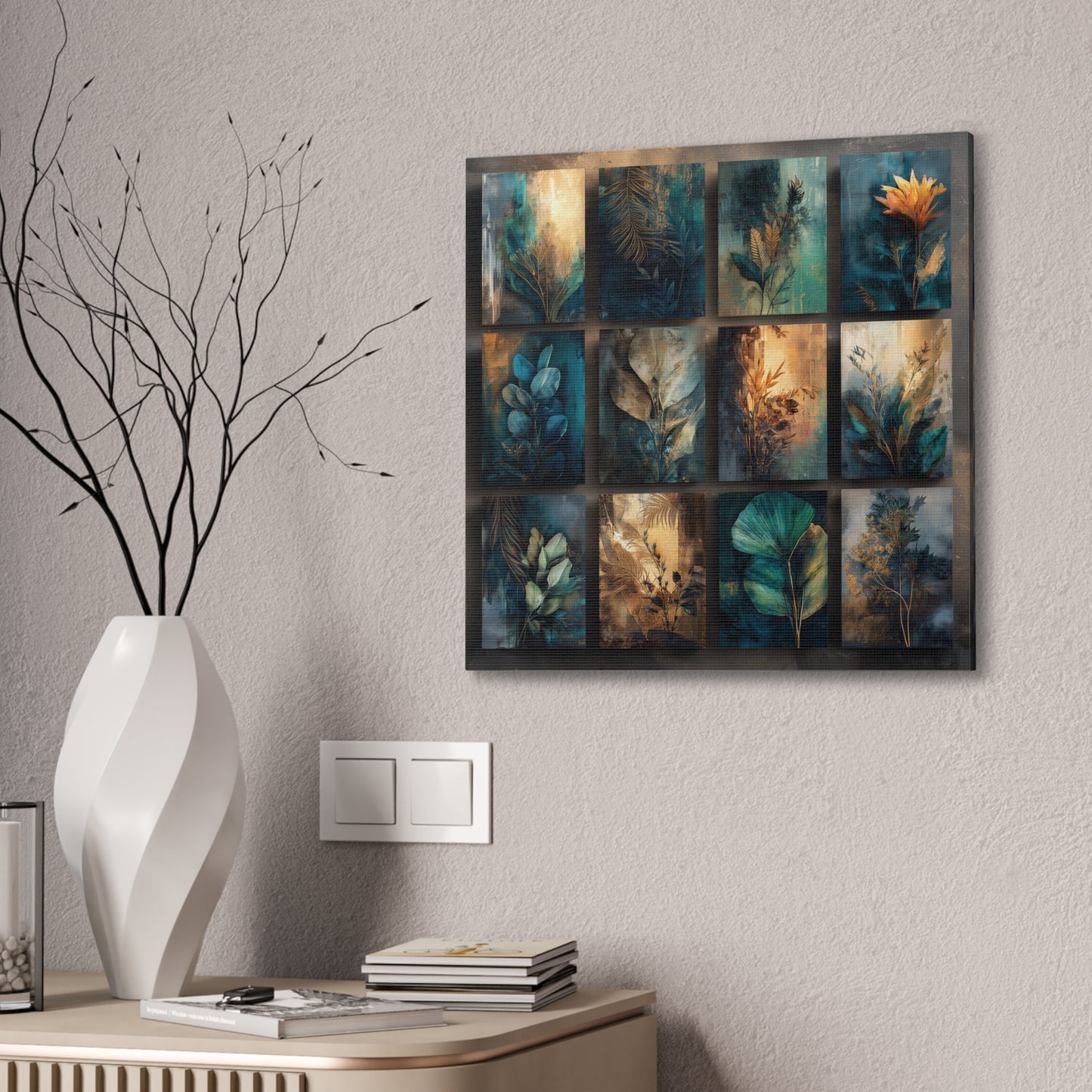 Natures Blue Green Series #2 -Botanical Wall Art, Nature-Inspired Home Décor, Eco-Friendly Canvas Print, Greenery Art Piece, Living Room Wall Hanging