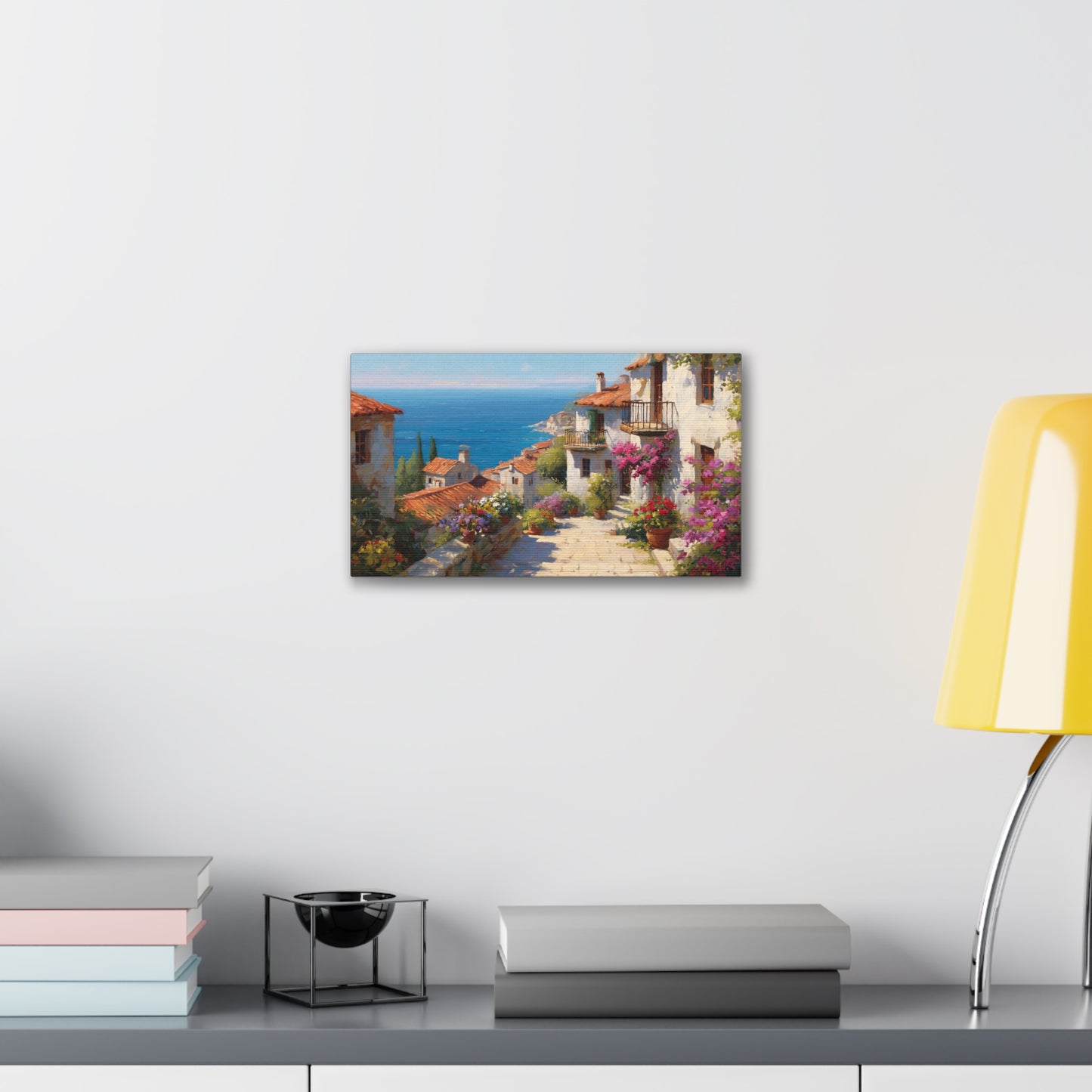 Stretched Canvas Art Print, Coastal Village Decor, Nautical Wall Art, Beach House Decor, Gift for Ocean Lovers