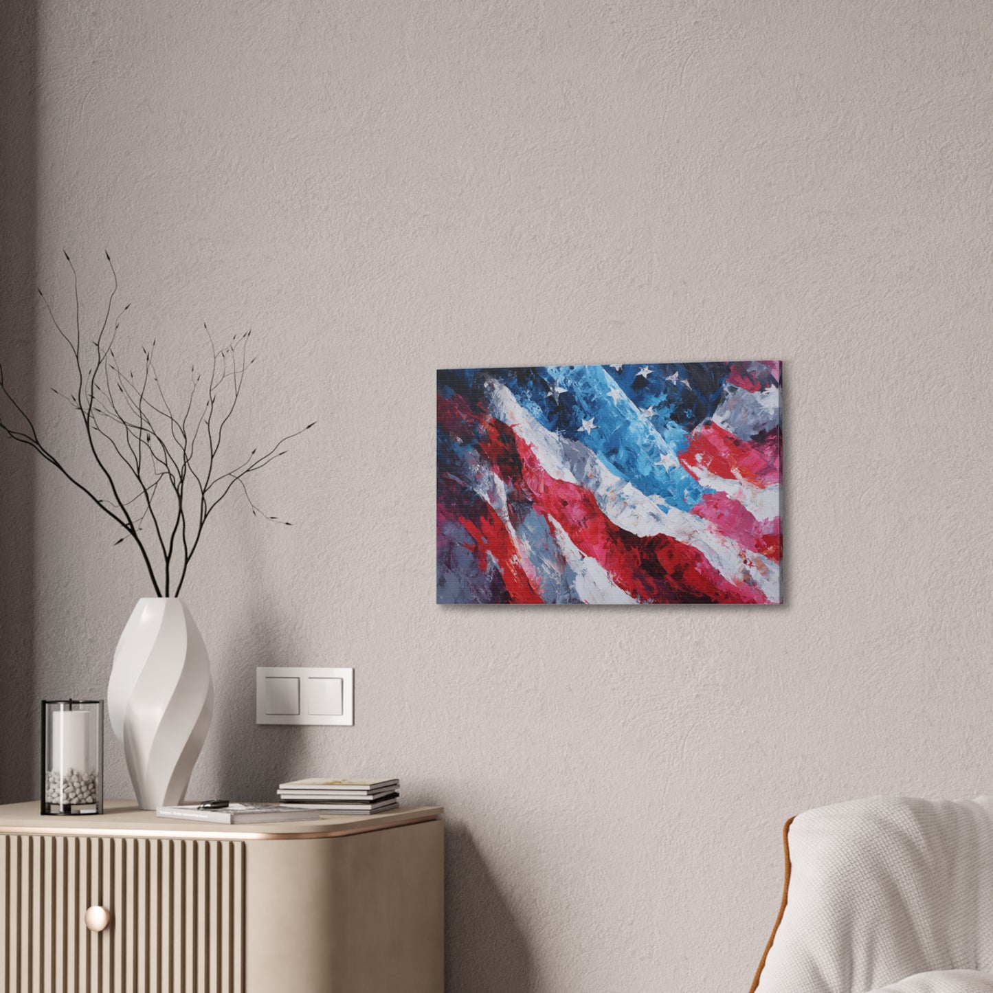 Patriotic Canvas Wall Art - American Flag Decor, USA Art, Independence Day Decoration, Gift for Veterans, Home Wall Decor
