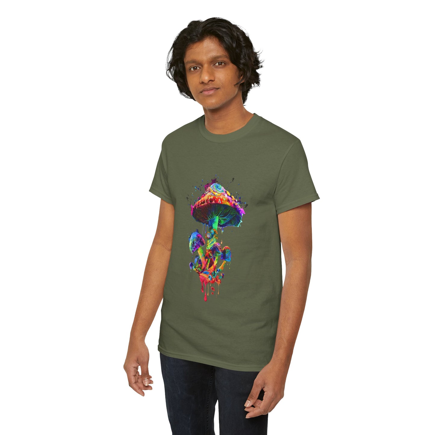 Tie Dye Psychedelic Mushroom 4  -Tee, Unisex Heavy Cotton T-Shirt, Vibrant Graphic Shirt, Perfect for Festivals, Eco-friendly Gift, Casual Wea