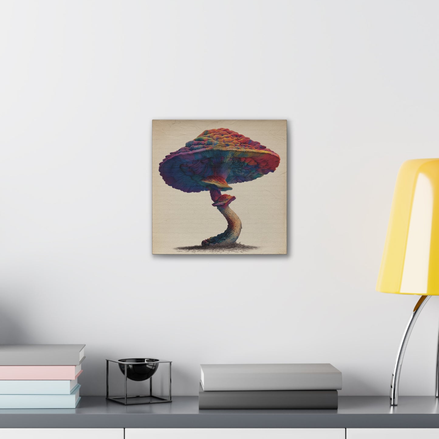 Feel the Rainbow -Mushroom Canvas Art, Stretched Wall Decor, Bohemian Home Decor, Psychedelic Wall Art, Nature-Inspired Art