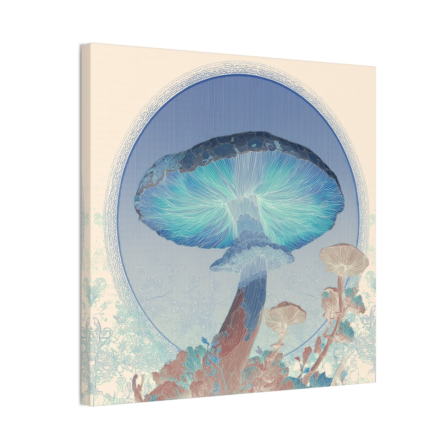 Surreal Shroom Light -Mushroom Canvas Art, Stretched Wall Decor, Bohemian Home Decor, Psychedelic Wall Art, Nature-Inspired Art