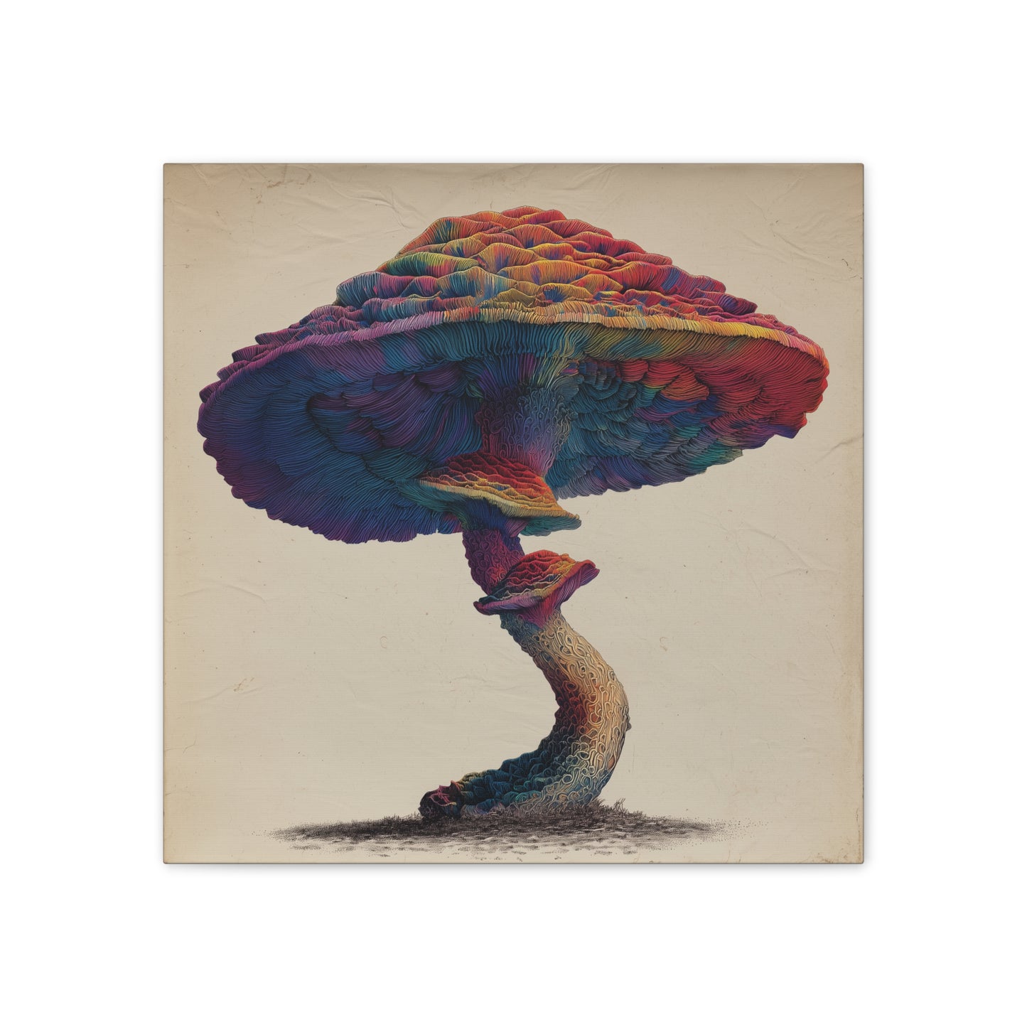 Feel the Rainbow -Mushroom Canvas Art, Stretched Wall Decor, Bohemian Home Decor, Psychedelic Wall Art, Nature-Inspired Art